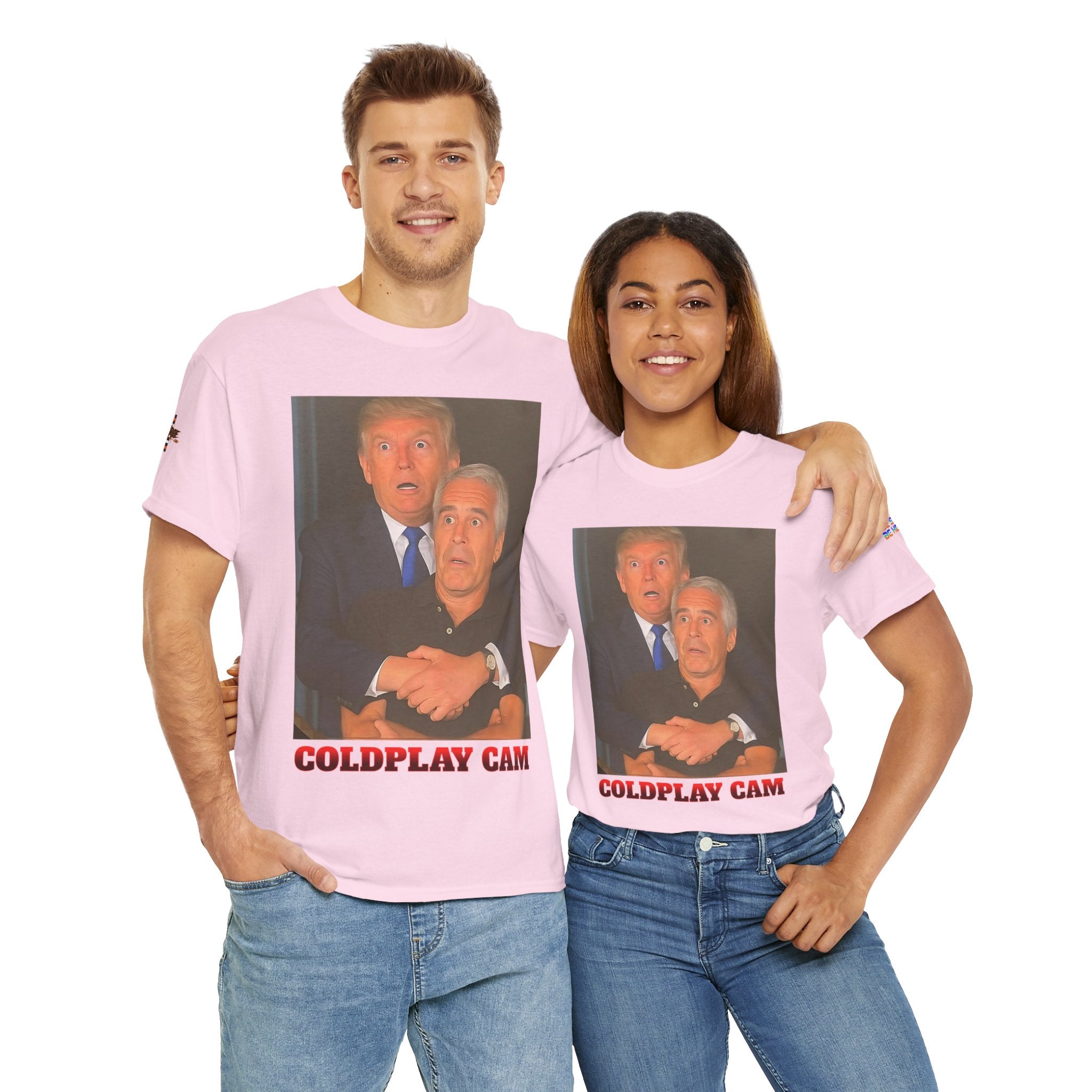Trump and Epstein Coldplay Cam Unisex Heavy Cotton Gildan Tee
