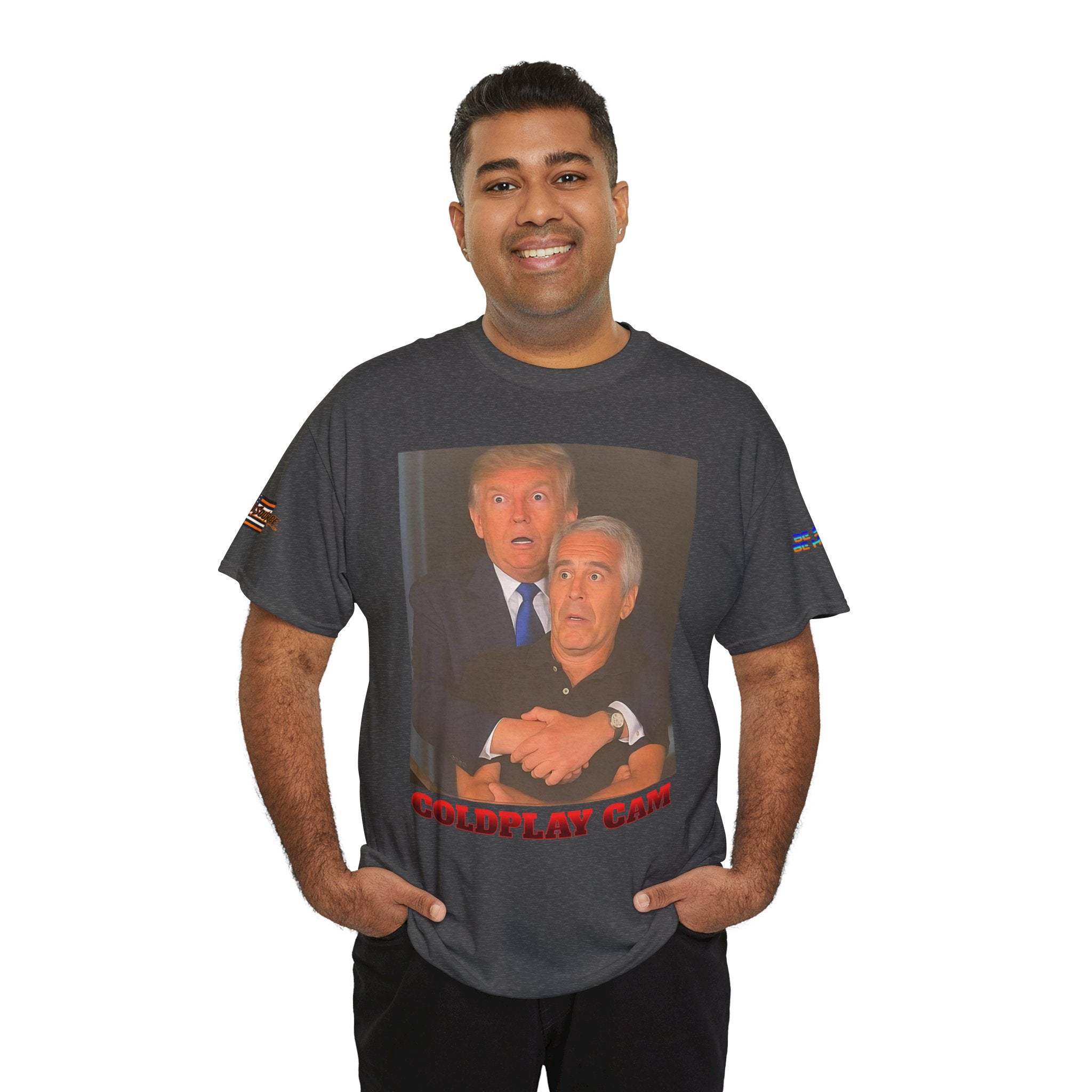 Trump Epstein Coldplay Cam Unisex Heavy Cotton Gildan Tee, Casual Wear, Gift for Activists, Comfortable Protest Wear