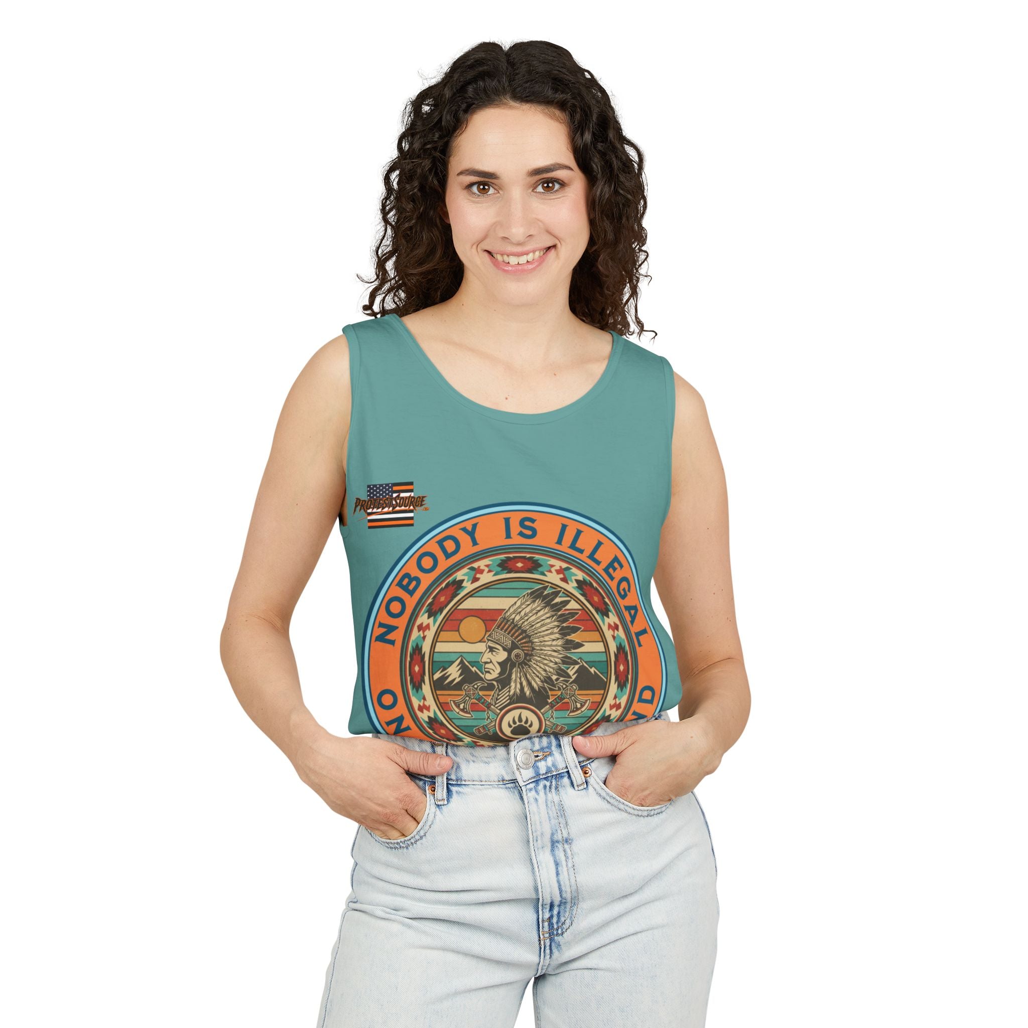 Nobody is Illegal on Stolen Land Unisex Cotton Tank Top