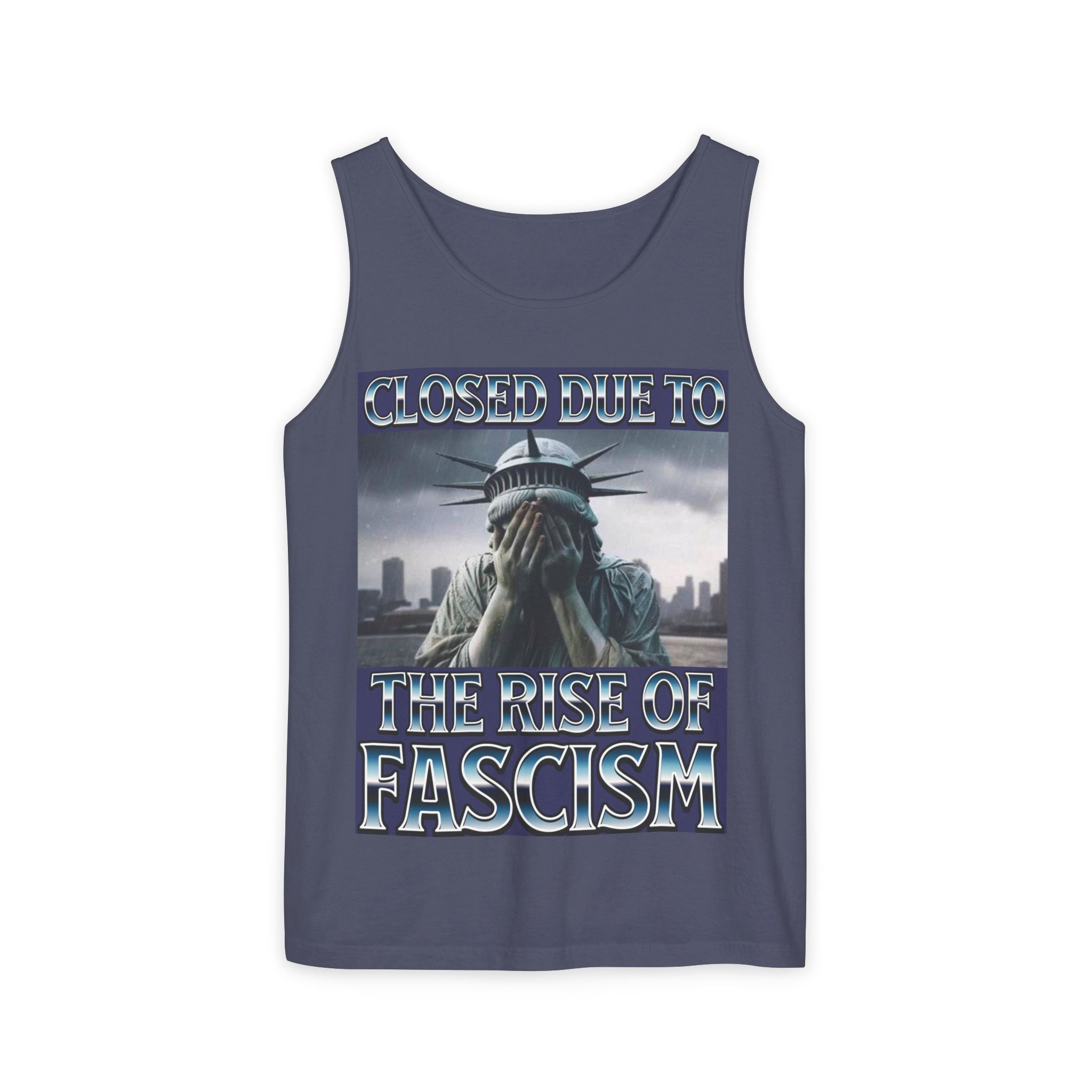 Closed Due to the Rise of Fascism Unisex Cotton Tank Top