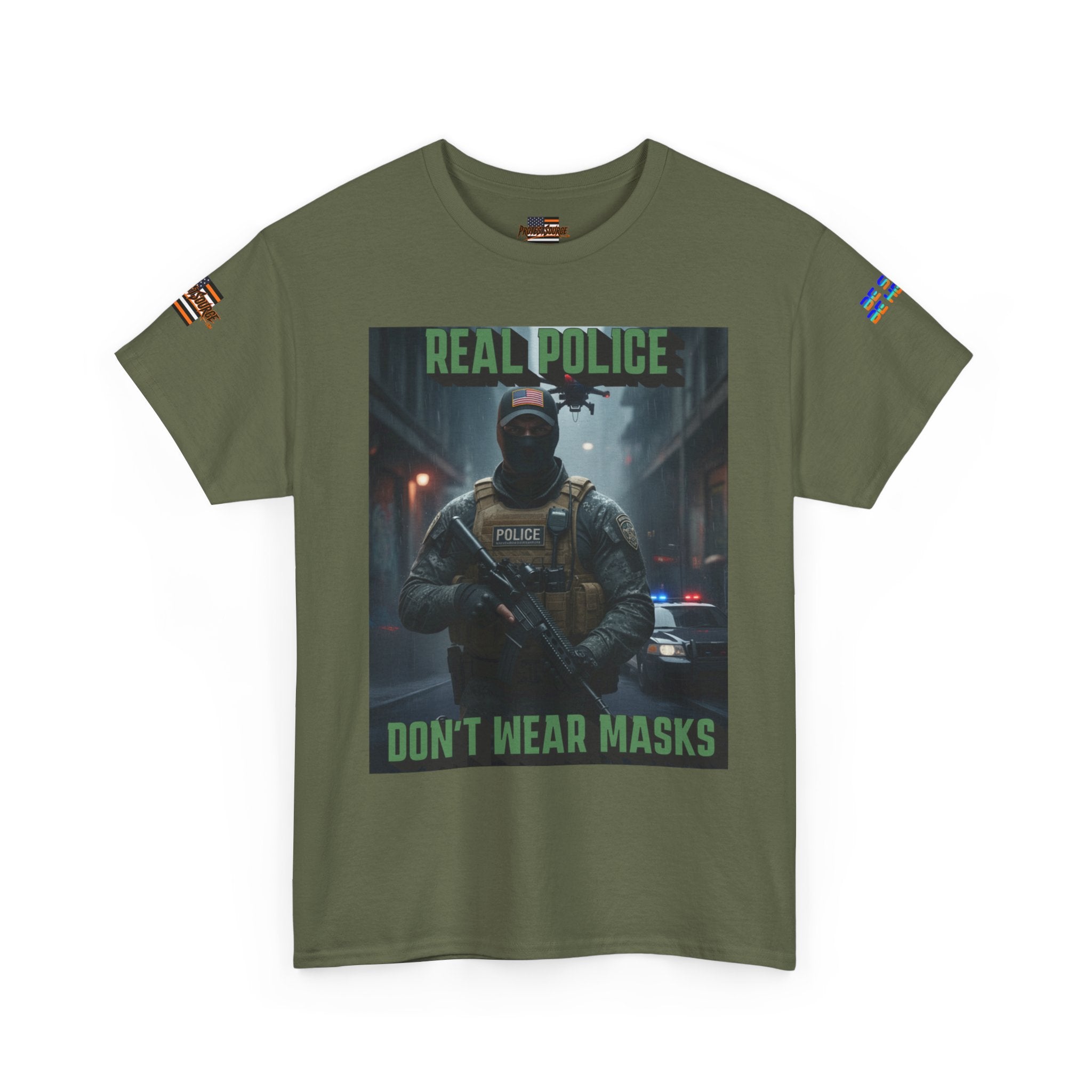 Real Police Don't Wear Masks Unisex Heavy Cotton Gildan Tee, Casual Wear, Gift for Activists, Comfortable Protest Wear