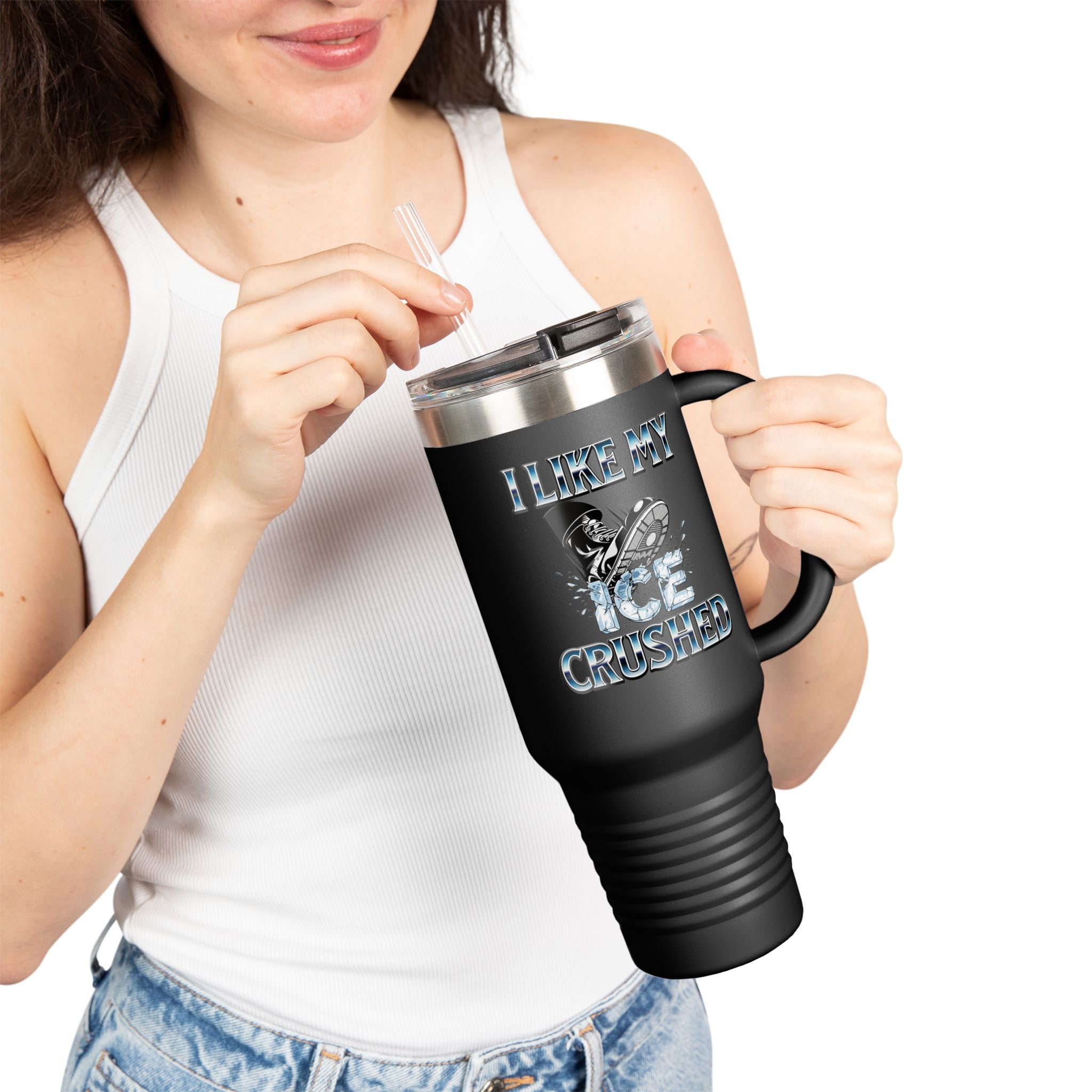 I Like My ICE Crushed Insulated  40 oz. Travel Mug, Perfect for Activists, Protests, Commuters, Gifts, and Daily Use
