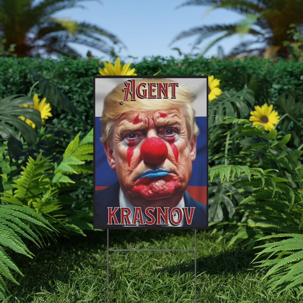 Agent Krasnov 18"X24" Plastic Protest Yard Sign w/Wire Frame