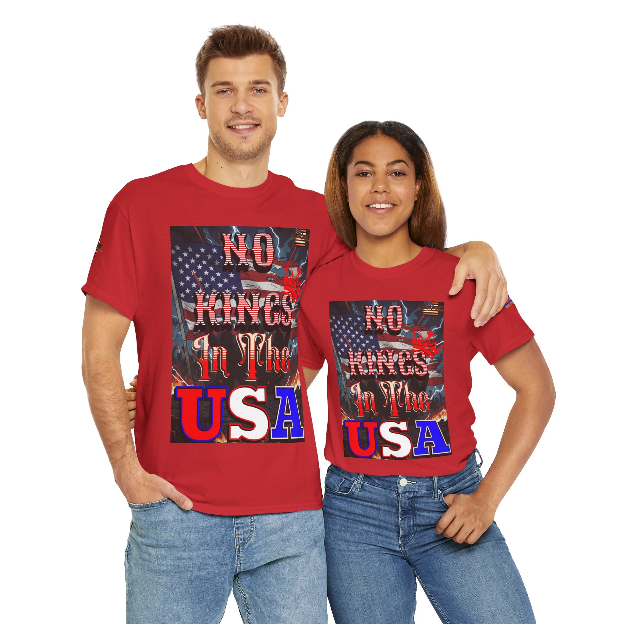 No Kings in the USA Unisex Heavy Cotton Gildan Tee, Casual Wear, Gift for Activists, Comfortable Protest Wear