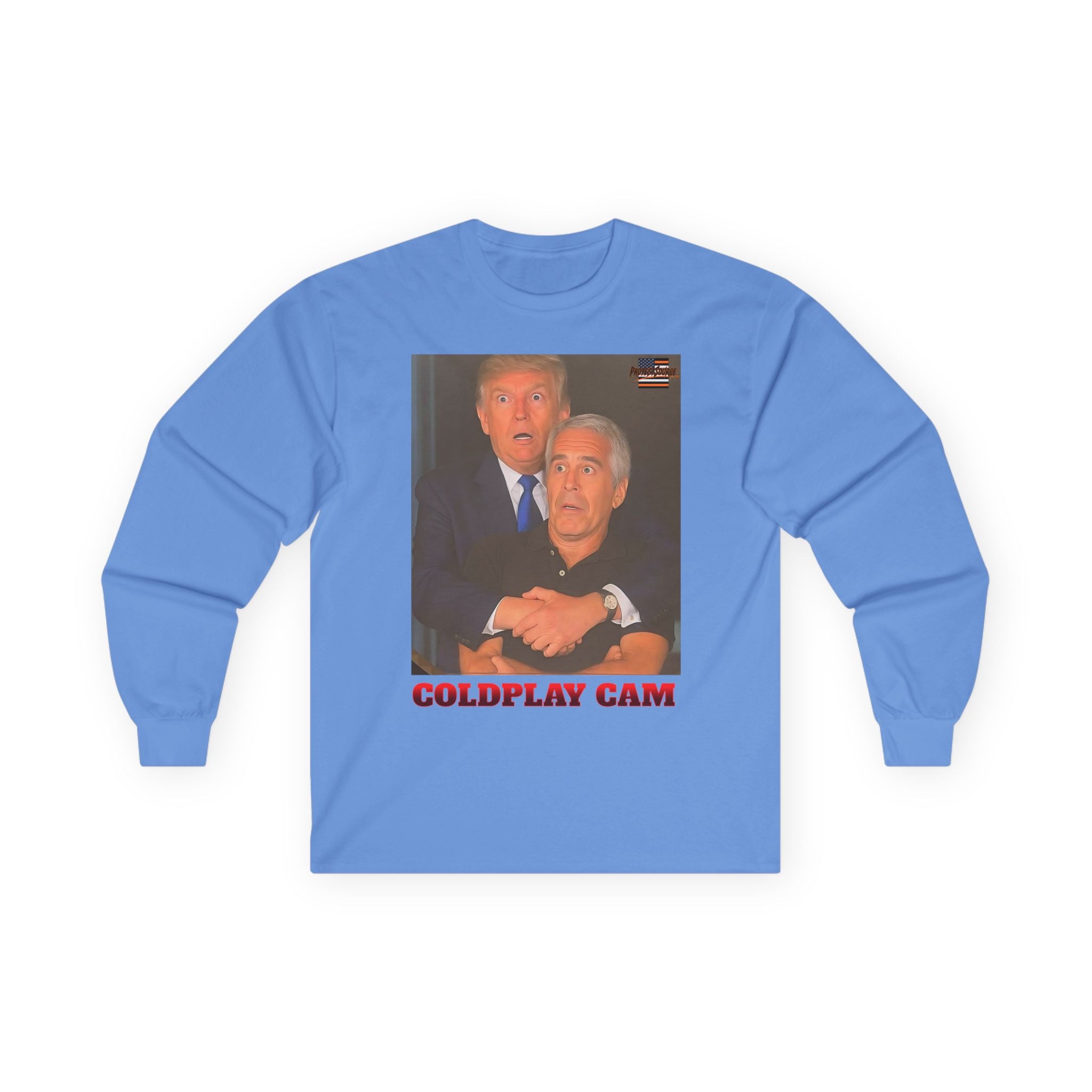 Trump and Epstein Coldplay Cam Long Sleeve Cotton Gildan Tee