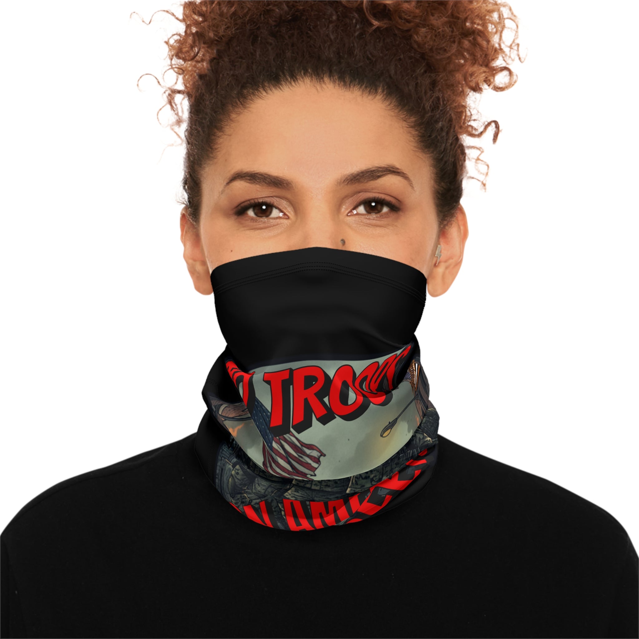 No Troops on American Streets Winter Neck Gaiter with Drawstring, Protest Gear, Winter Accessories, Outdoor Wear, Gift for Activists, Cozy Neckwarmer
