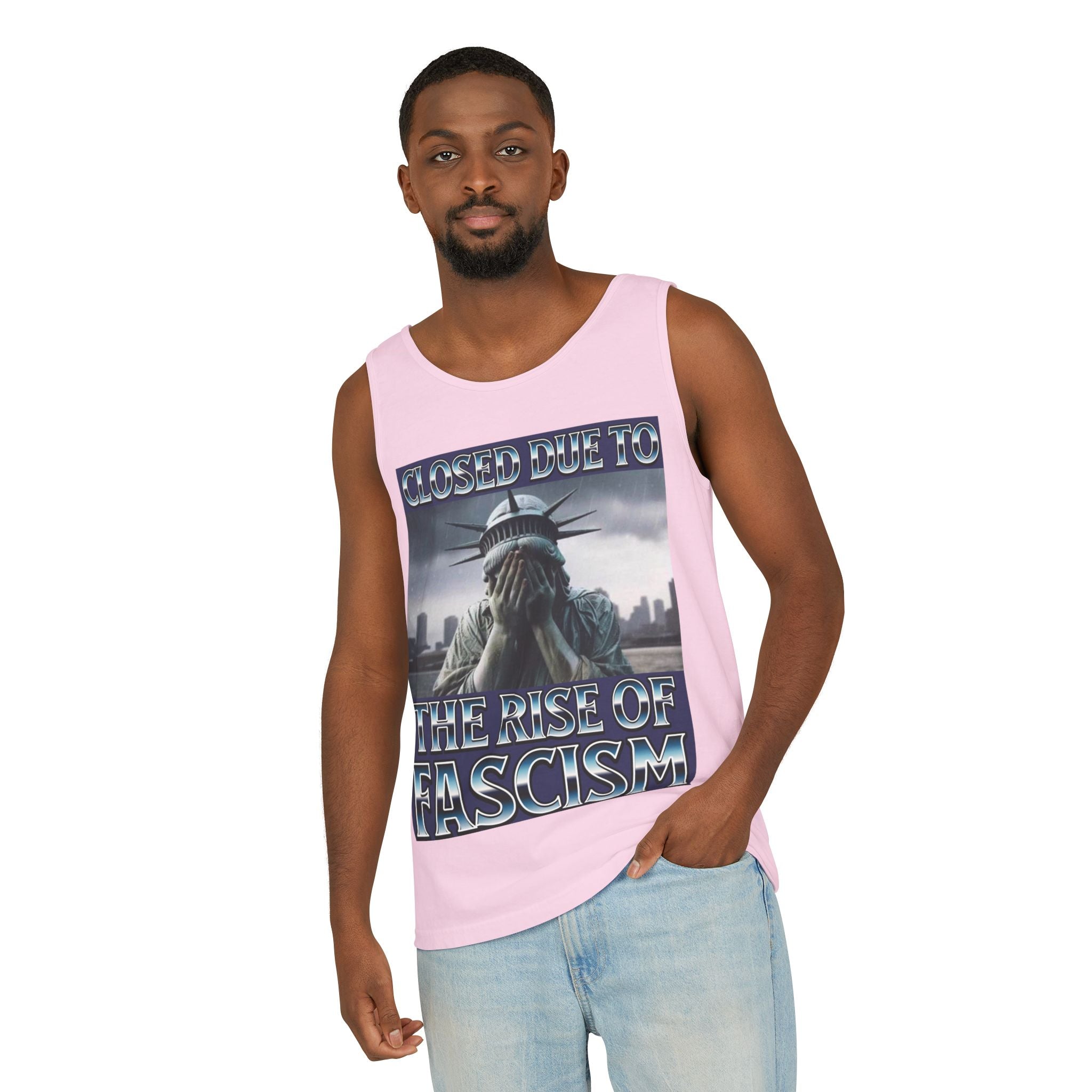 Closed Due to the Rise of Fascism Unisex Cotton Tank Top