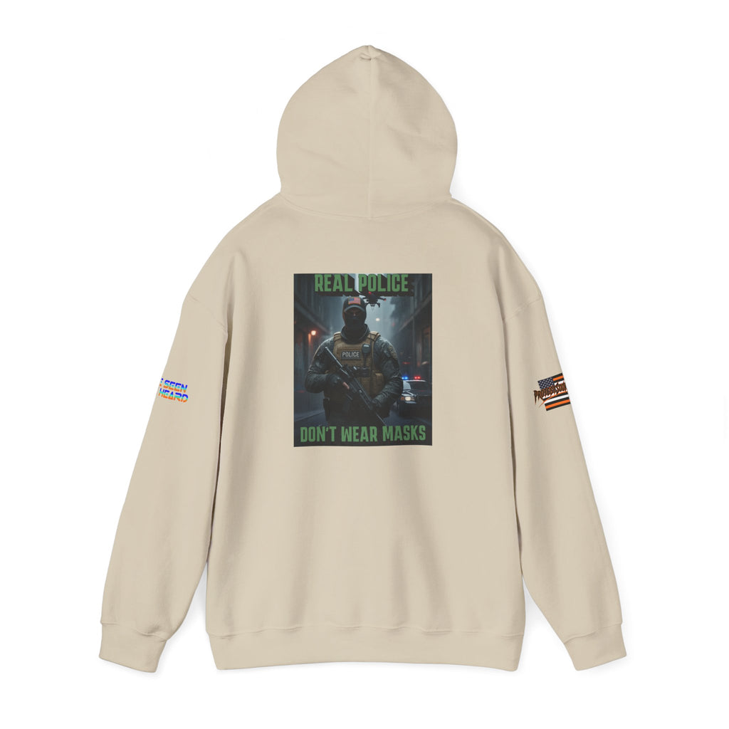 Real Police Don't Wear Masks Unisex Heavy Blend Gildan Hoodie Sweatshirt, Casual Wear, Gift for Activists, Comfortable Protest Wear