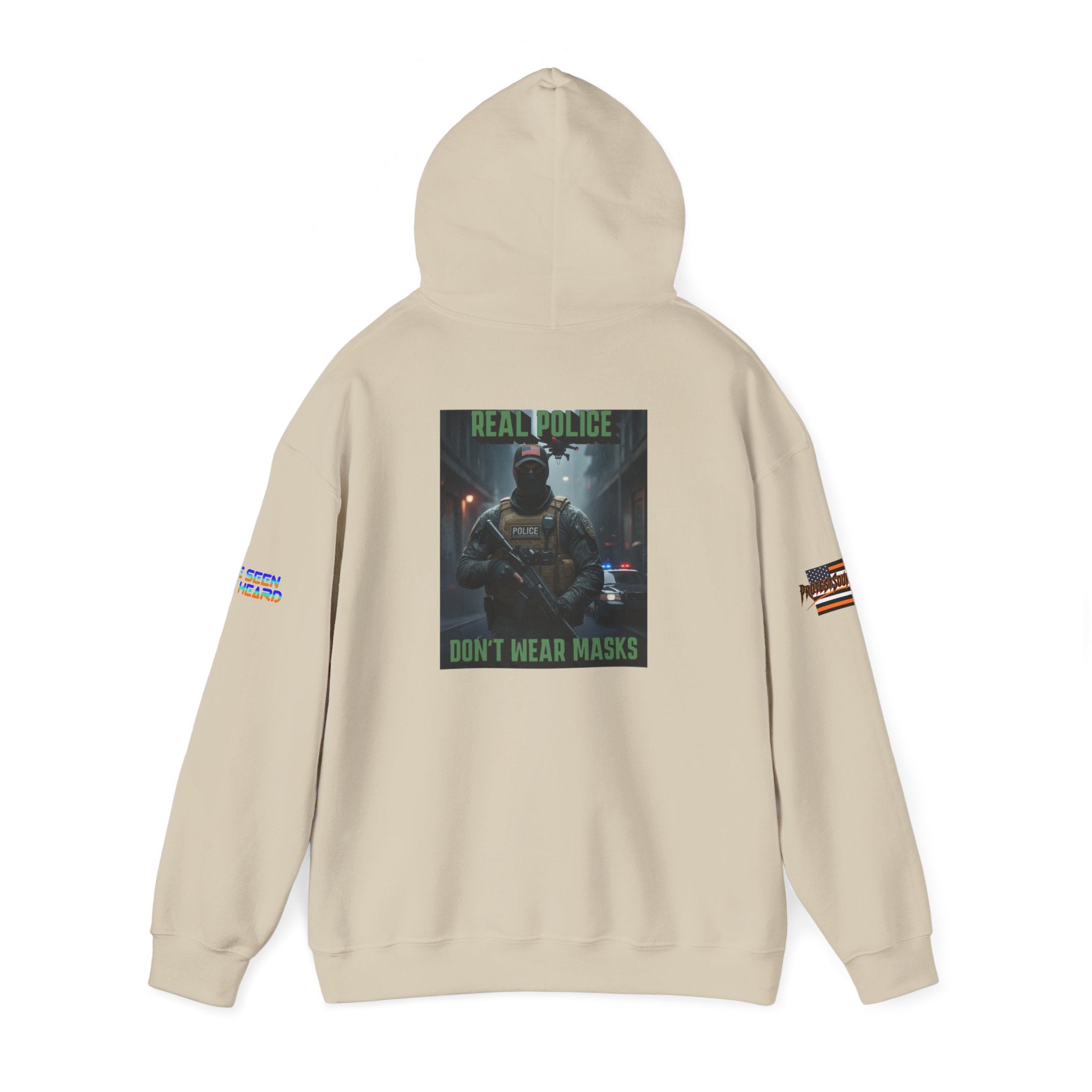 Real Police Don't Wear Masks Unisex Heavy Blend Gildan Hoodie Sweatshirt, Casual Wear, Gift for Activists, Comfortable Protest Wear