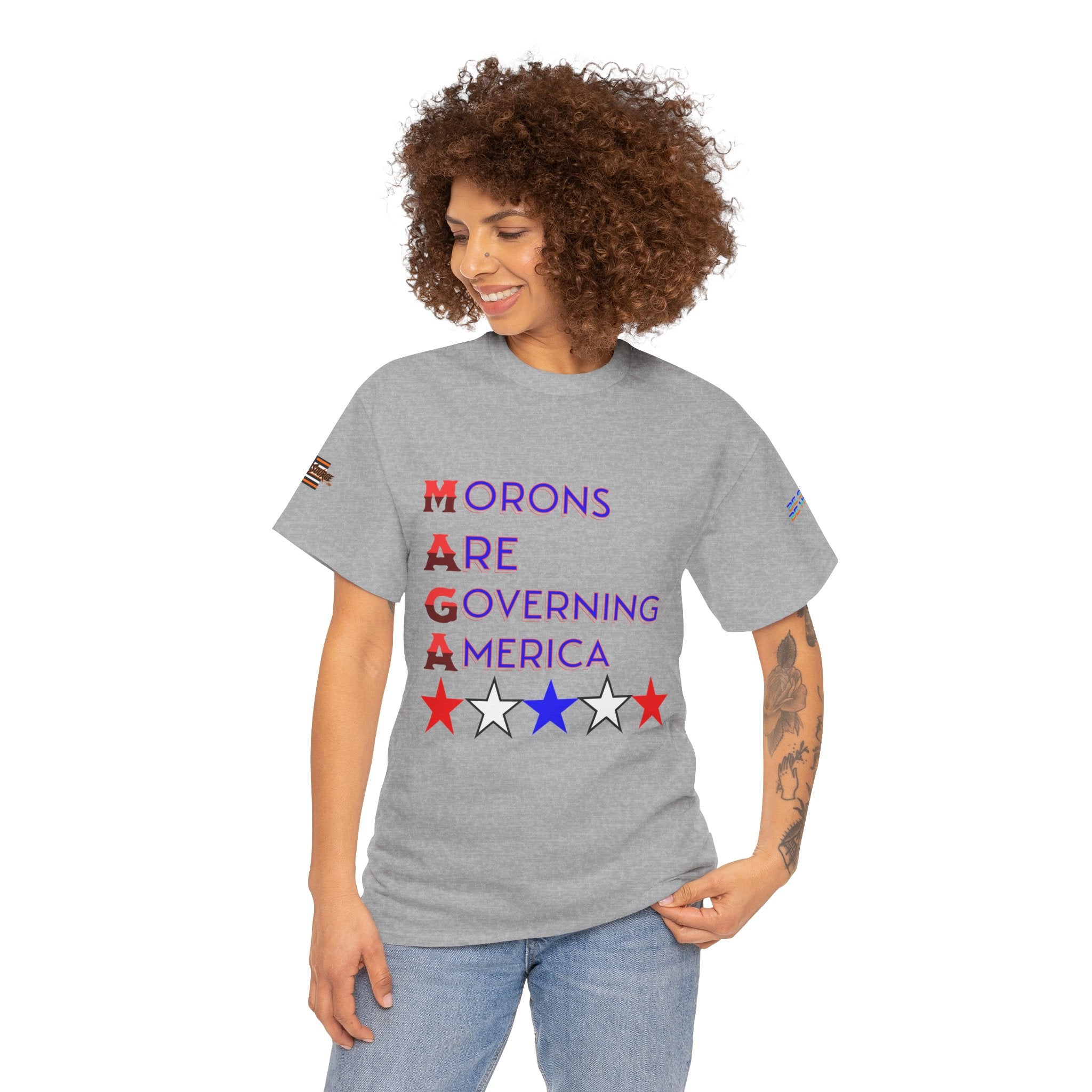 Morons Are Governing America Unisex Heavy Cotton Gildan Tee, Casual Wear, Gift for Activists, Comfortable Protest Wear