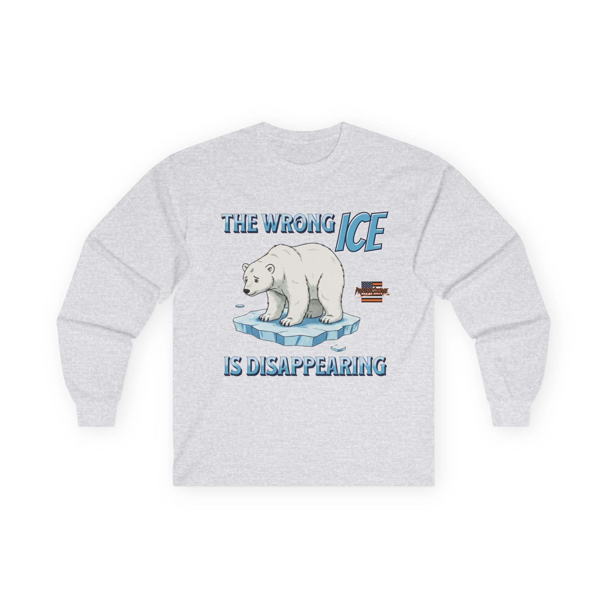 The Wrong ICE is Disappearing Long Sleeve Cotton Gildan Tee