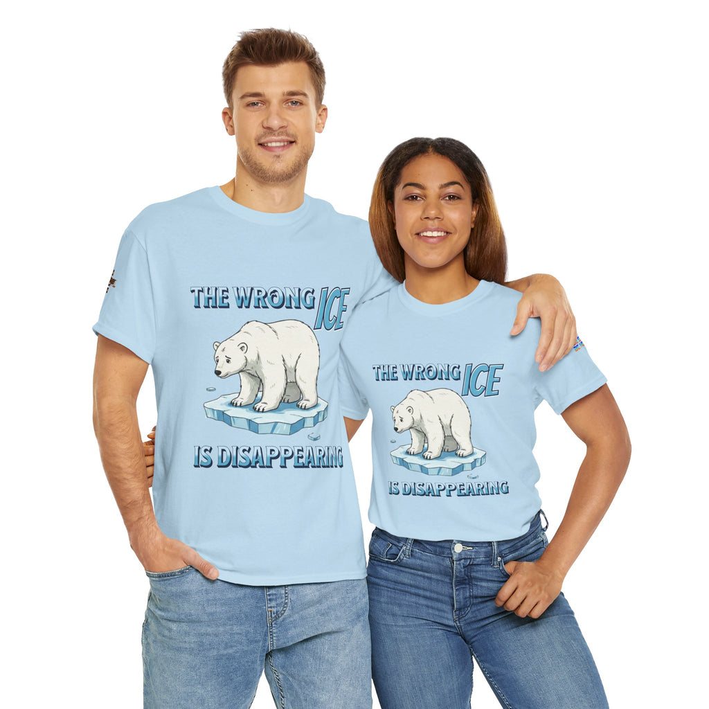The Wrong ICE is Disappearing Unisex Heavy Cotton Gildan Tee, Casual Wear, Gift for Activists, Comfortable Protest Wear