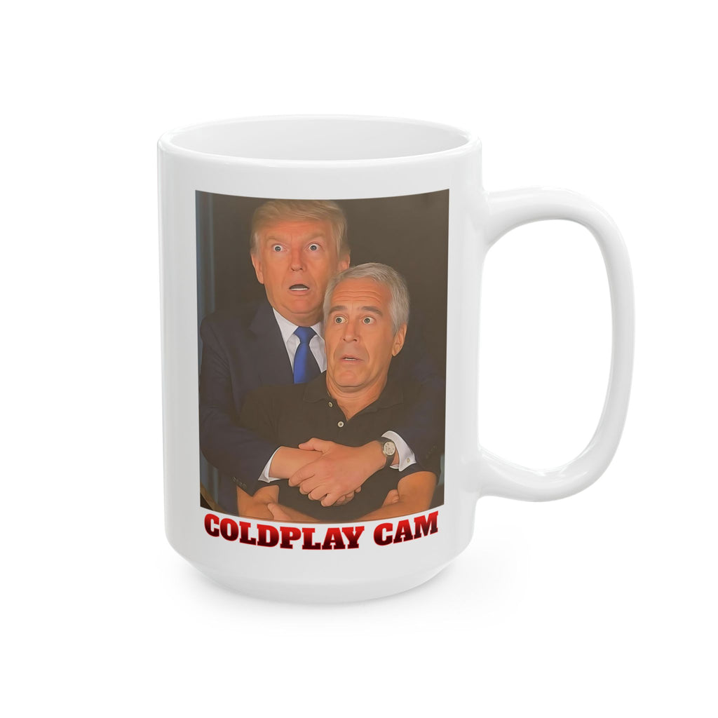 Trump Epstein Coldplay Cam 15 oz. Ceramic Coffee Mug, Perfect for Activists, Protests, Gifts, and Daily Use