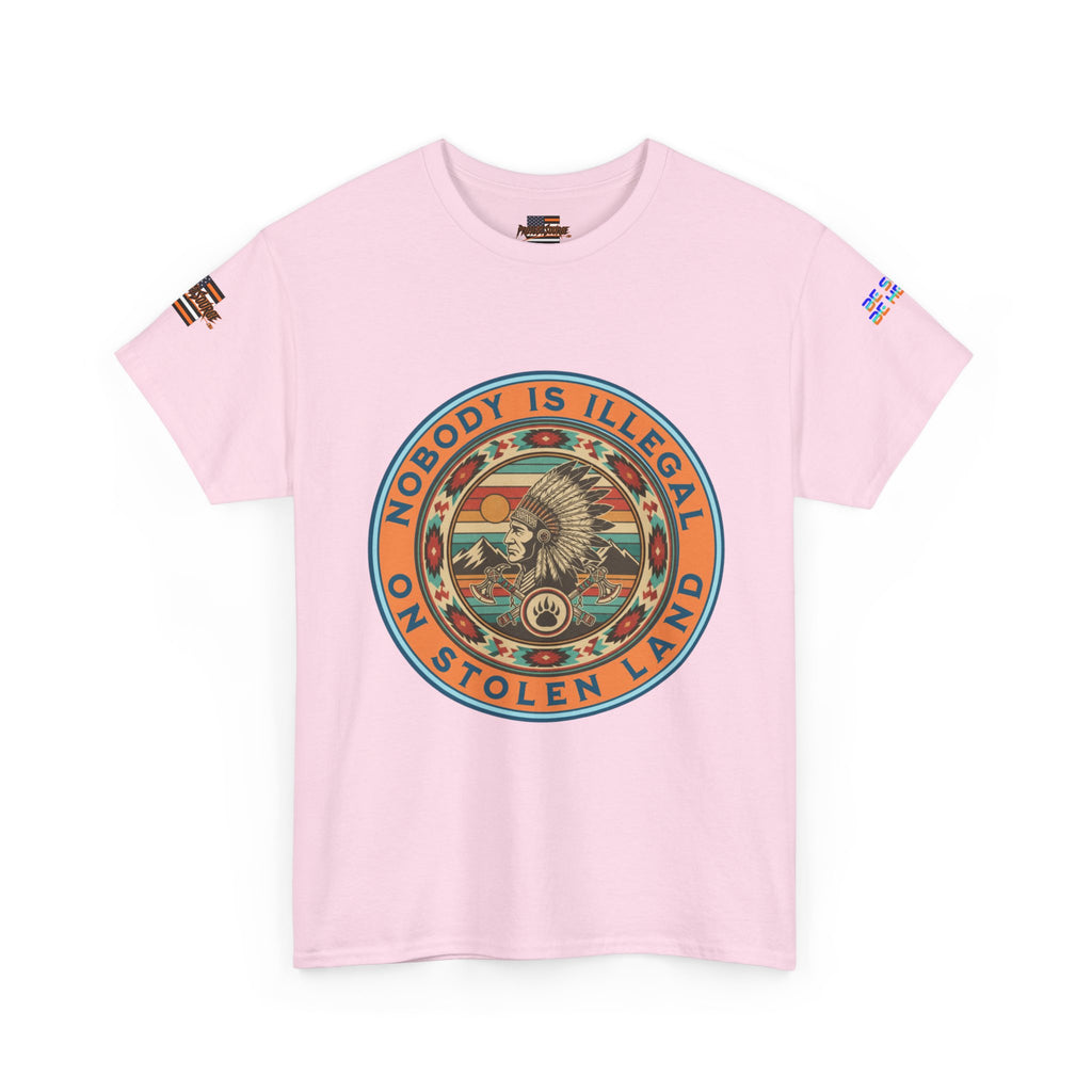 Nobody is Illegal on Stolen Land Unisex Heavy Cotton Gildan Tee, Casual Wear, Gift for Activists, Comfortable Protest Wear