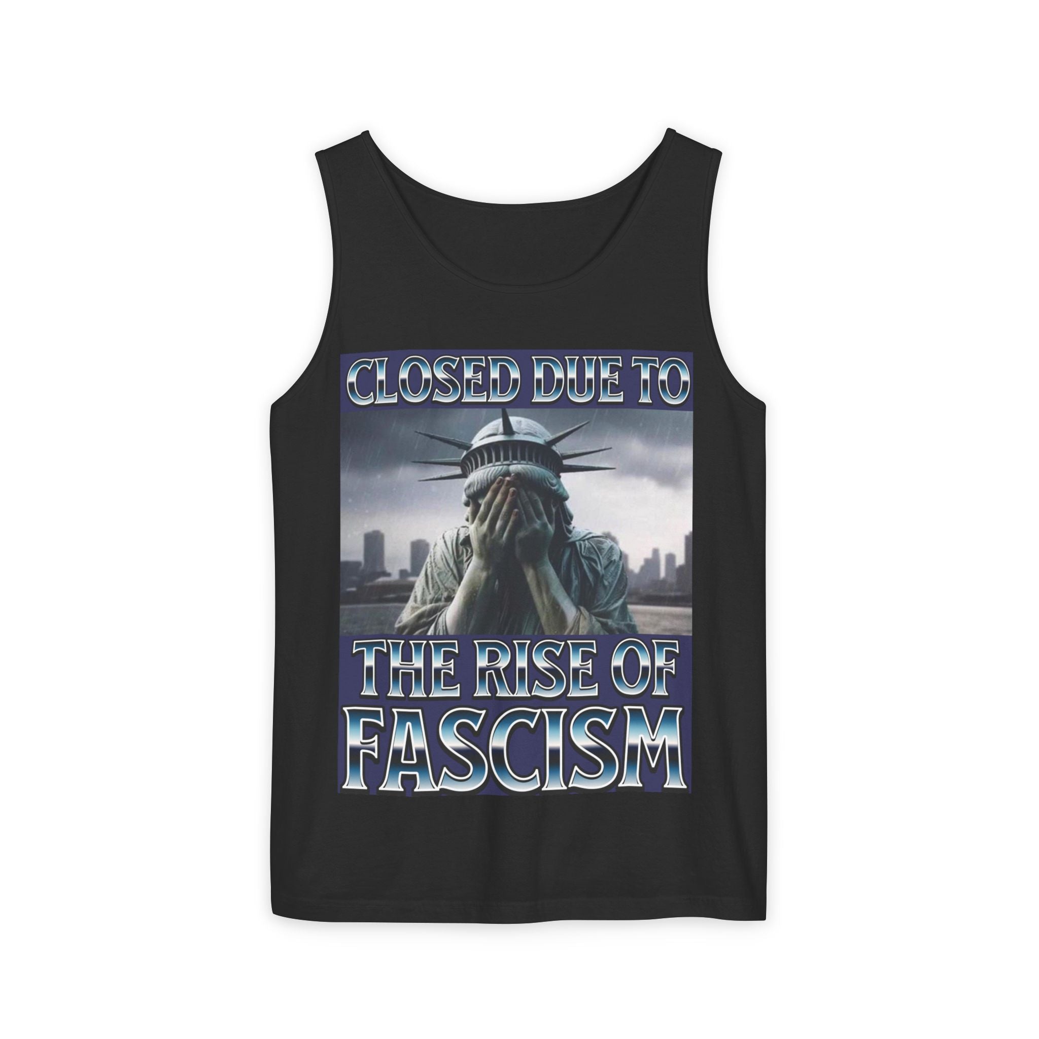Closed Due to the Rise of Fascism Unisex Cotton Tank Top