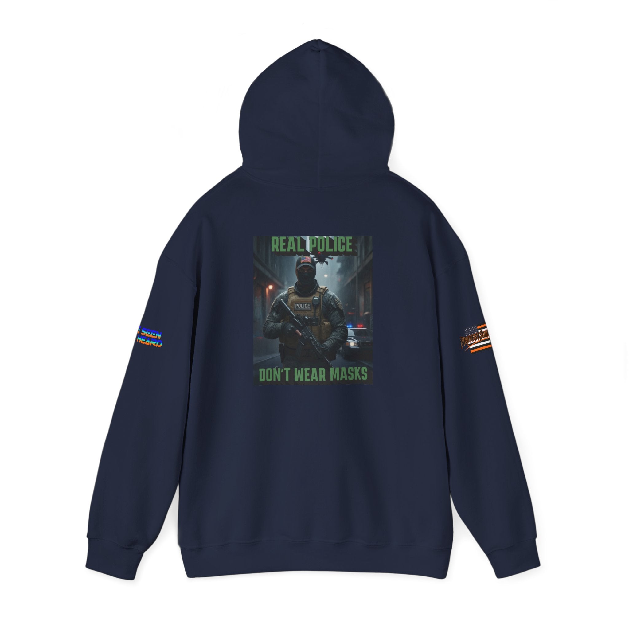 Real Police Don't Wear Masks Unisex Heavy Blend Gildan Hoodie Sweatshirt, Casual Wear, Gift for Activists, Comfortable Protest Wear