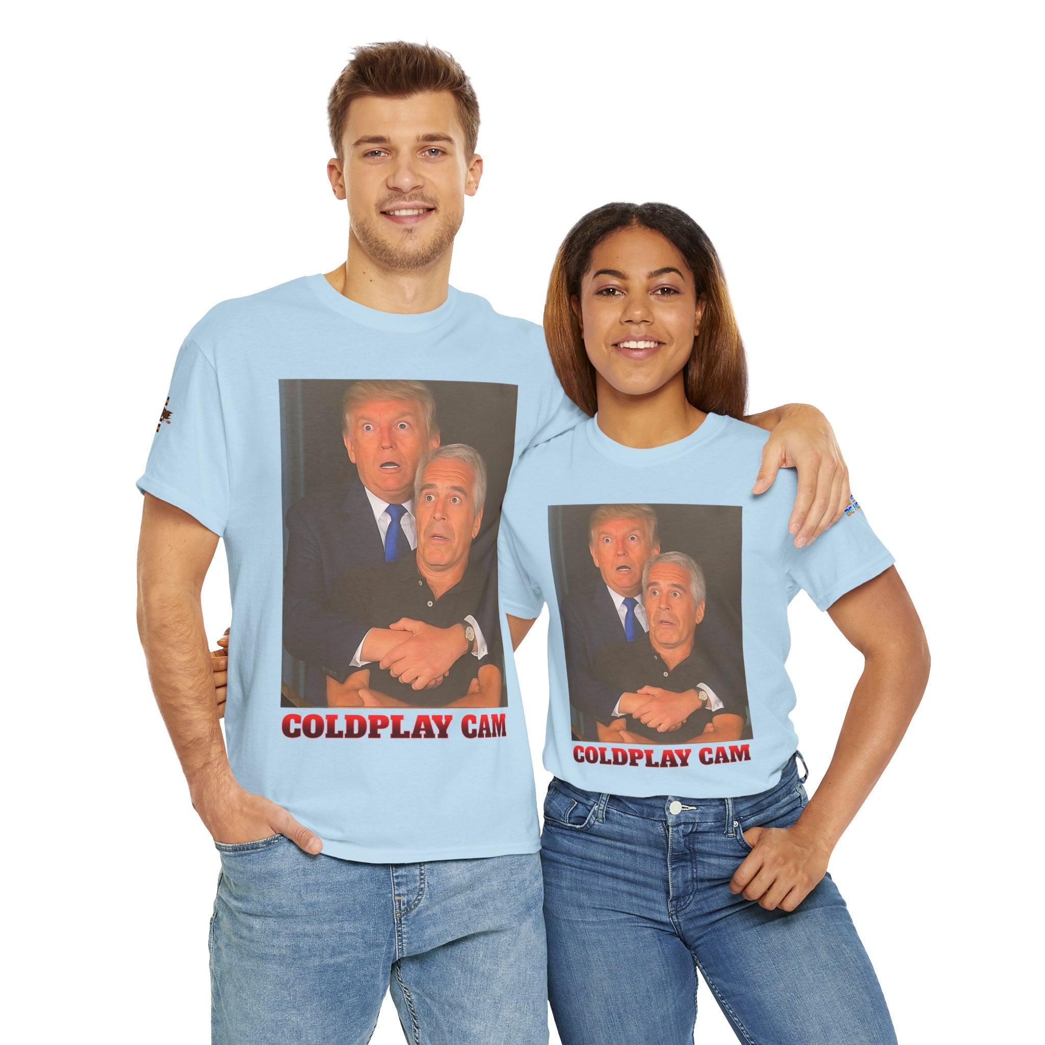 Trump and Epstein Coldplay Cam Unisex Heavy Cotton Gildan Tee