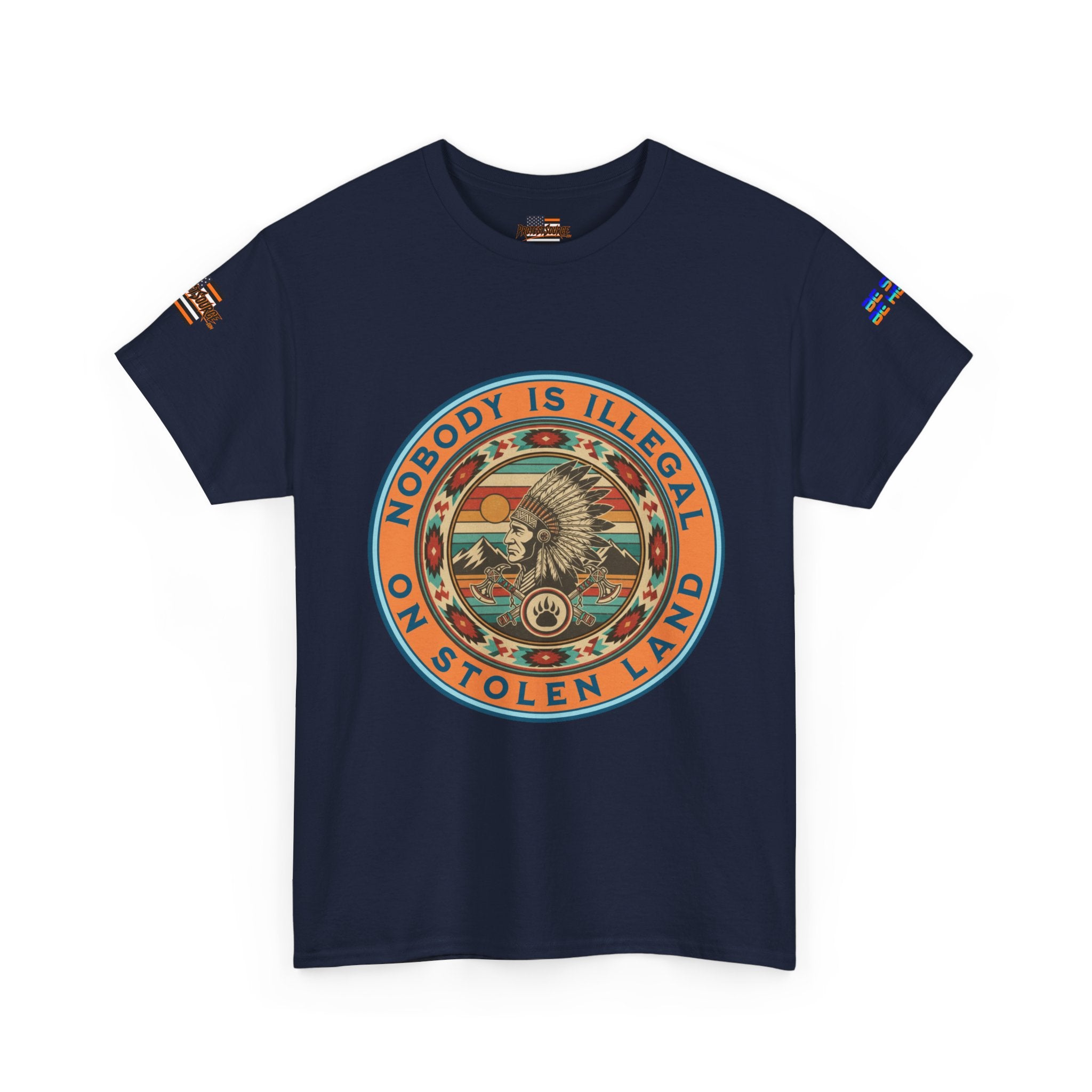Nobody is Illegal on Stolen Land Unisex Heavy Cotton Gildan Tee, Casual Wear, Gift for Activists, Comfortable Protest Wear