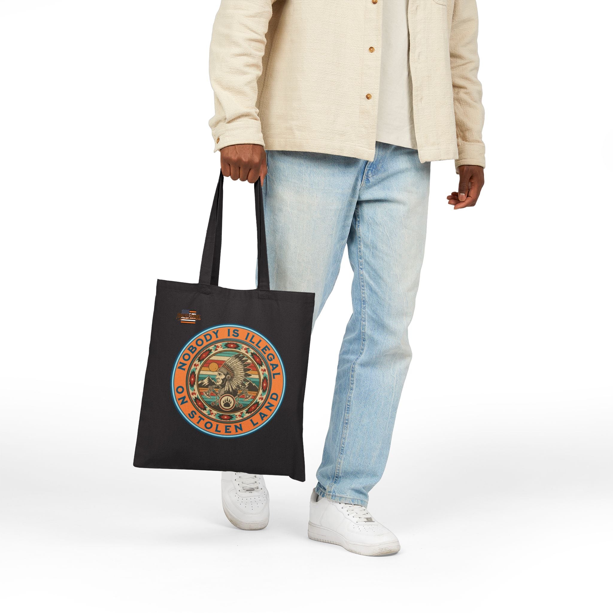 Nobody Is Illegal On Stolen Land Cotton Canvas Tote Bag