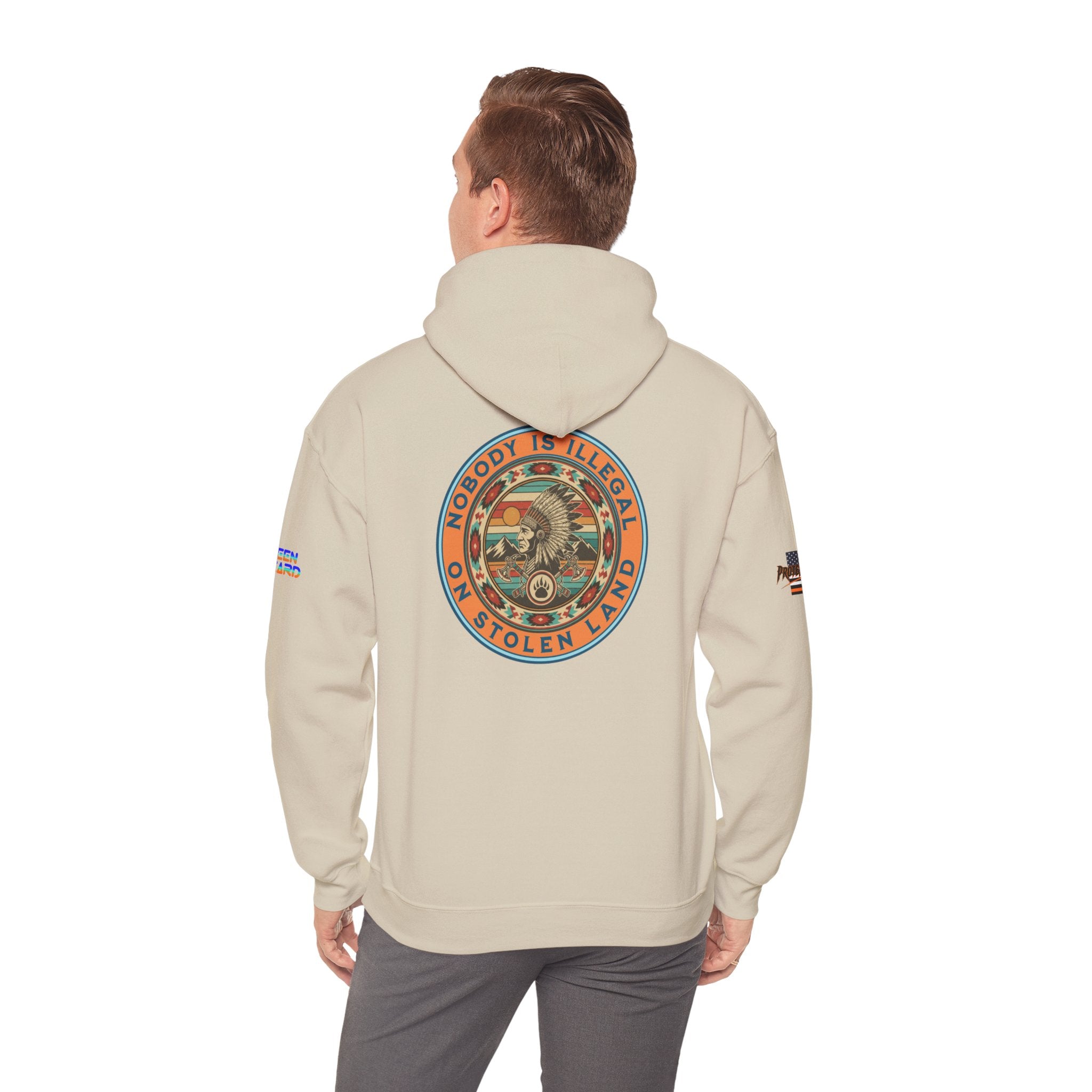 Nobody is Illegal on Stolen Land Unisex Heavy Blend Gildan Hoodie Sweatshirt, Casual Wear, Gift for Activists, Comfortable Protest Wear