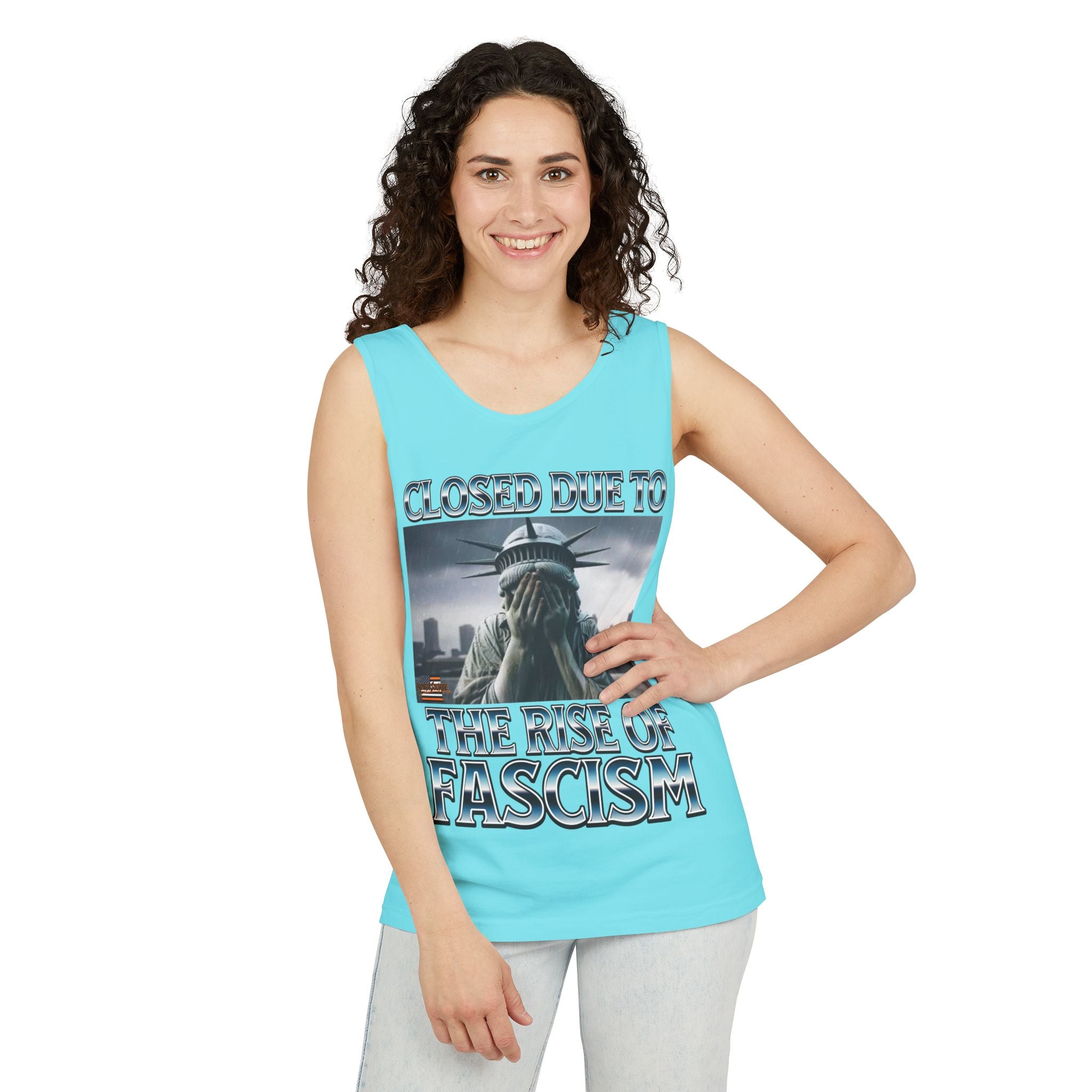 Closed Due to the Rise of Fascism Unisex Cotton Tank Top