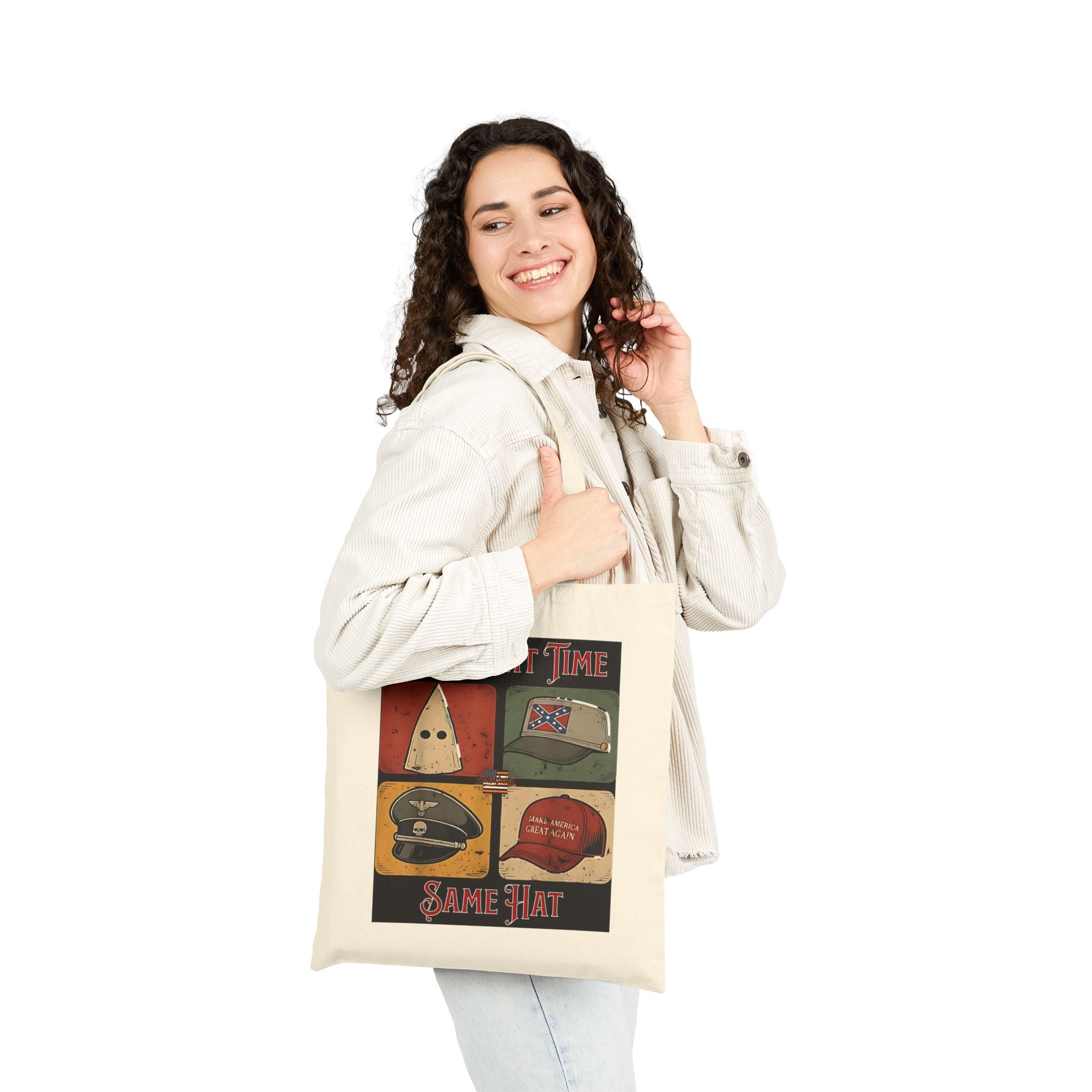 Different Time, Same Hat Cotton Canvas Tote Bag