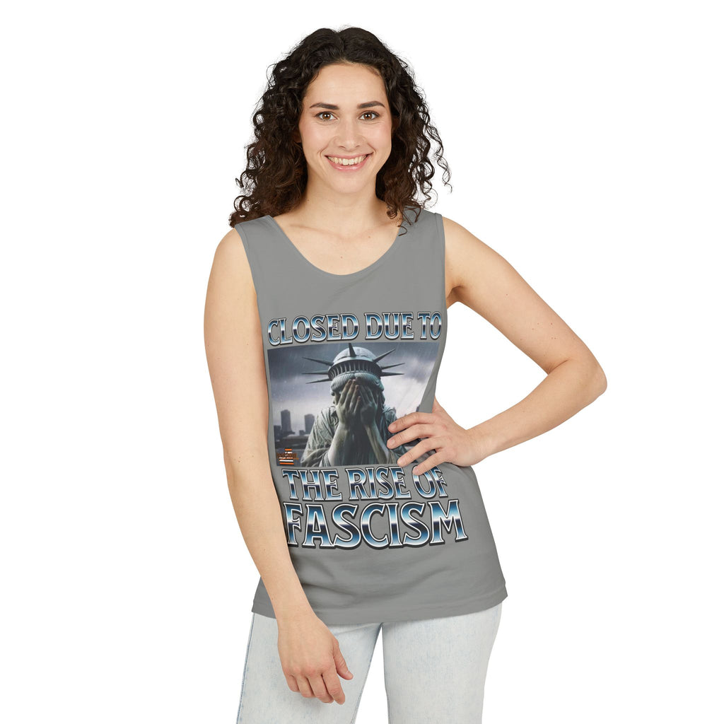 Closed Due to the Rise of Fascism Unisex Cotton Tank Top