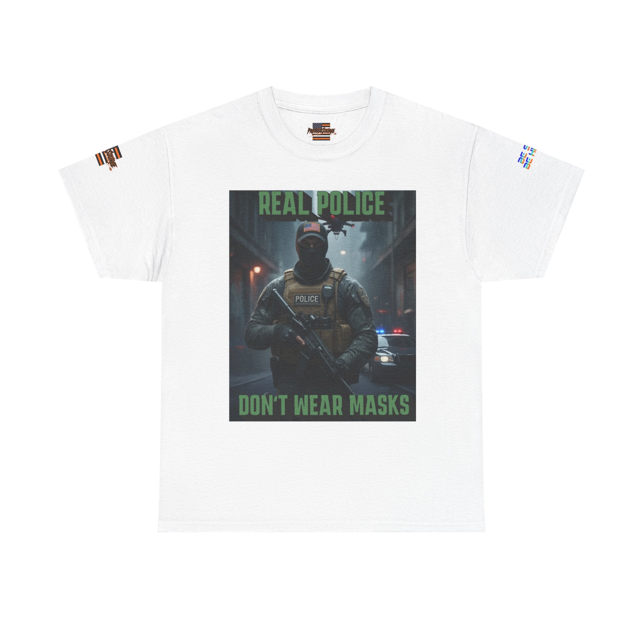 Real Police Don't Wear Masks Unisex Heavy Cotton Gildan Tee, Casual Wear, Gift for Activists, Comfortable Protest Wear