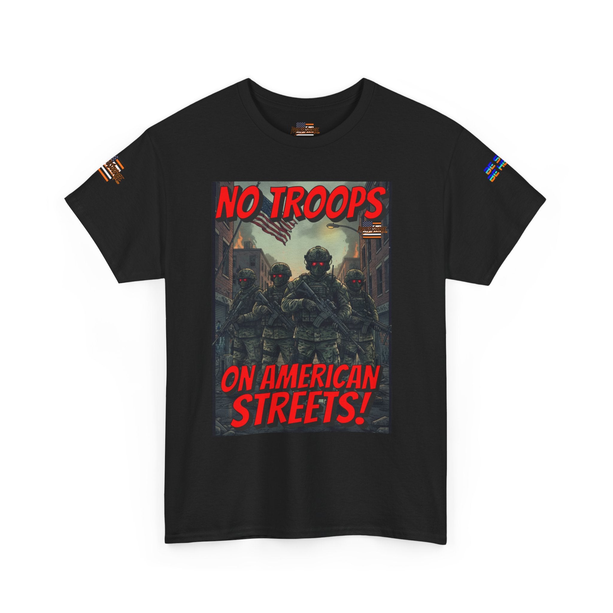 No Troops on American Streets Unisex Heavy Cotton Gildan Tee