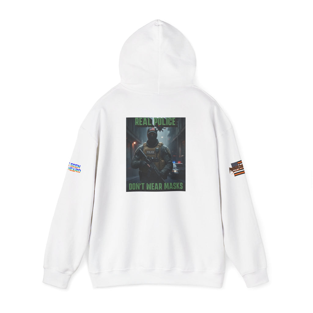 Real Police Don't Wear Masks Unisex Heavy Blend Gildan Hoodie Sweatshirt, Casual Wear, Gift for Activists, Comfortable Protest Wear