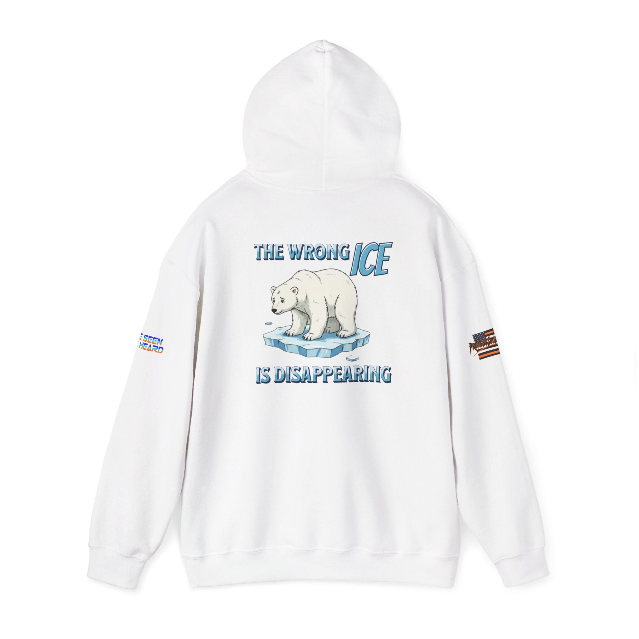 The Wrong ICE is Disappearing Unisex Heavy Blend Gildan Hoodie Sweatshirt, Casual Wear, Gift for Activists, Comfortable Protest Wear