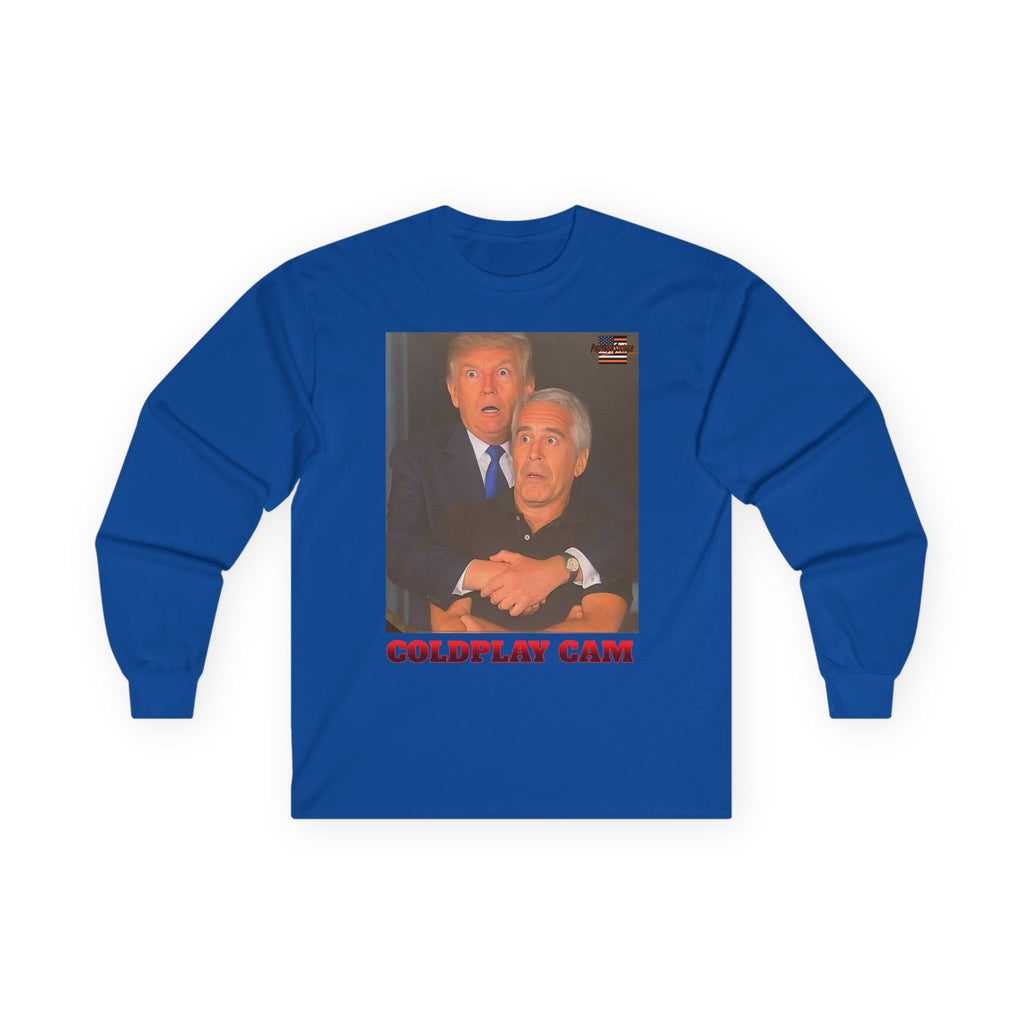 Trump and Epstein Coldplay Cam Long Sleeve Cotton Gildan Tee