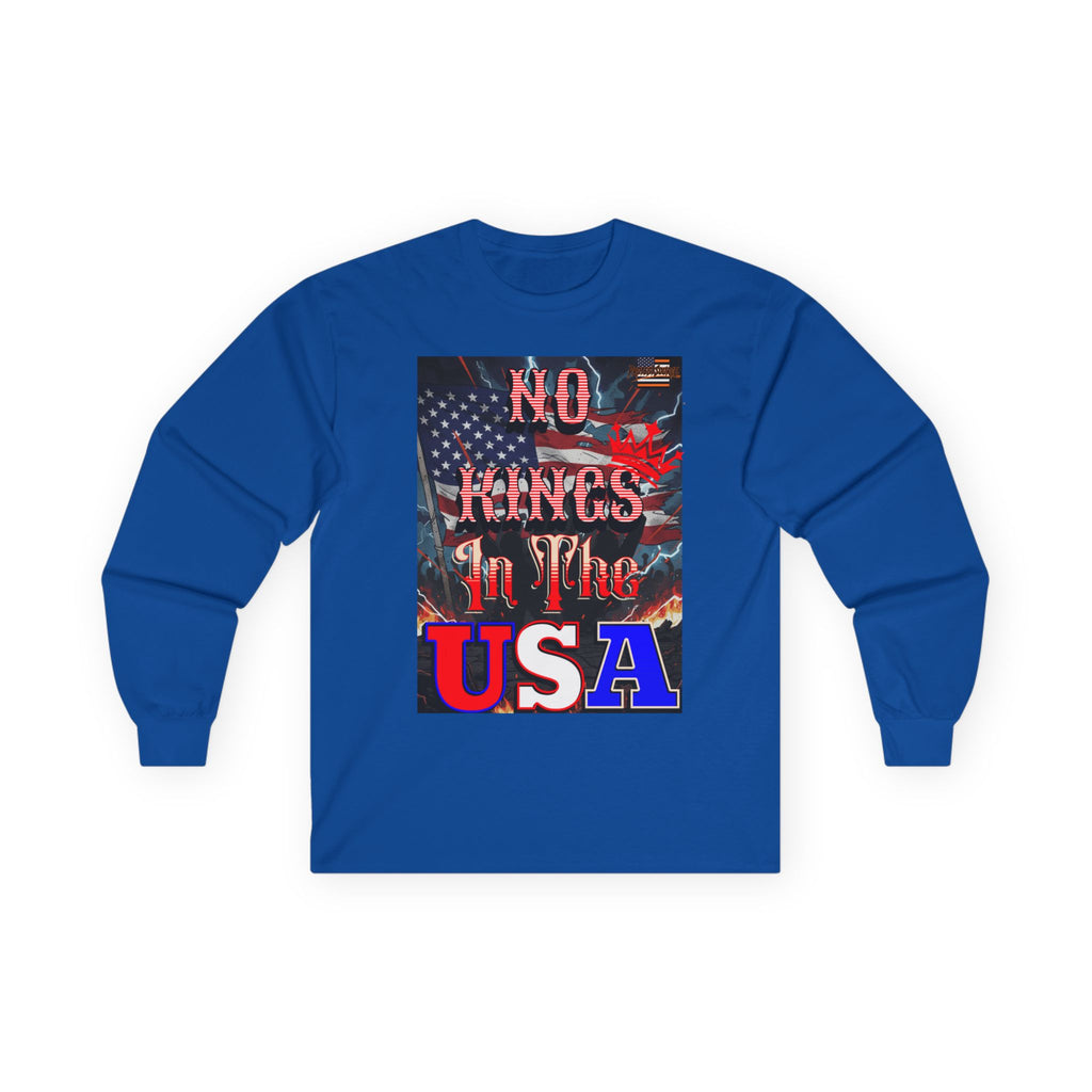 No Kings in the USA Long Sleeve Cotton Gildan Tee