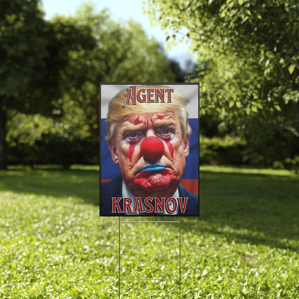 Agent Krasnov 18"X24" Plastic Protest Yard Sign w/Wire Frame