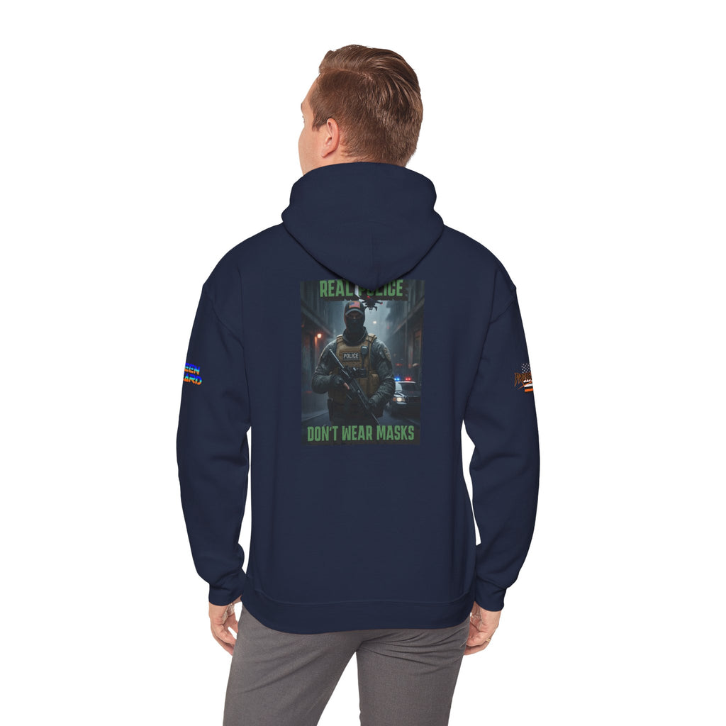 Real Police Don't Wear Masks Unisex Heavy Blend Gildan Hoodie Sweatshirt, Casual Wear, Gift for Activists, Comfortable Protest Wear