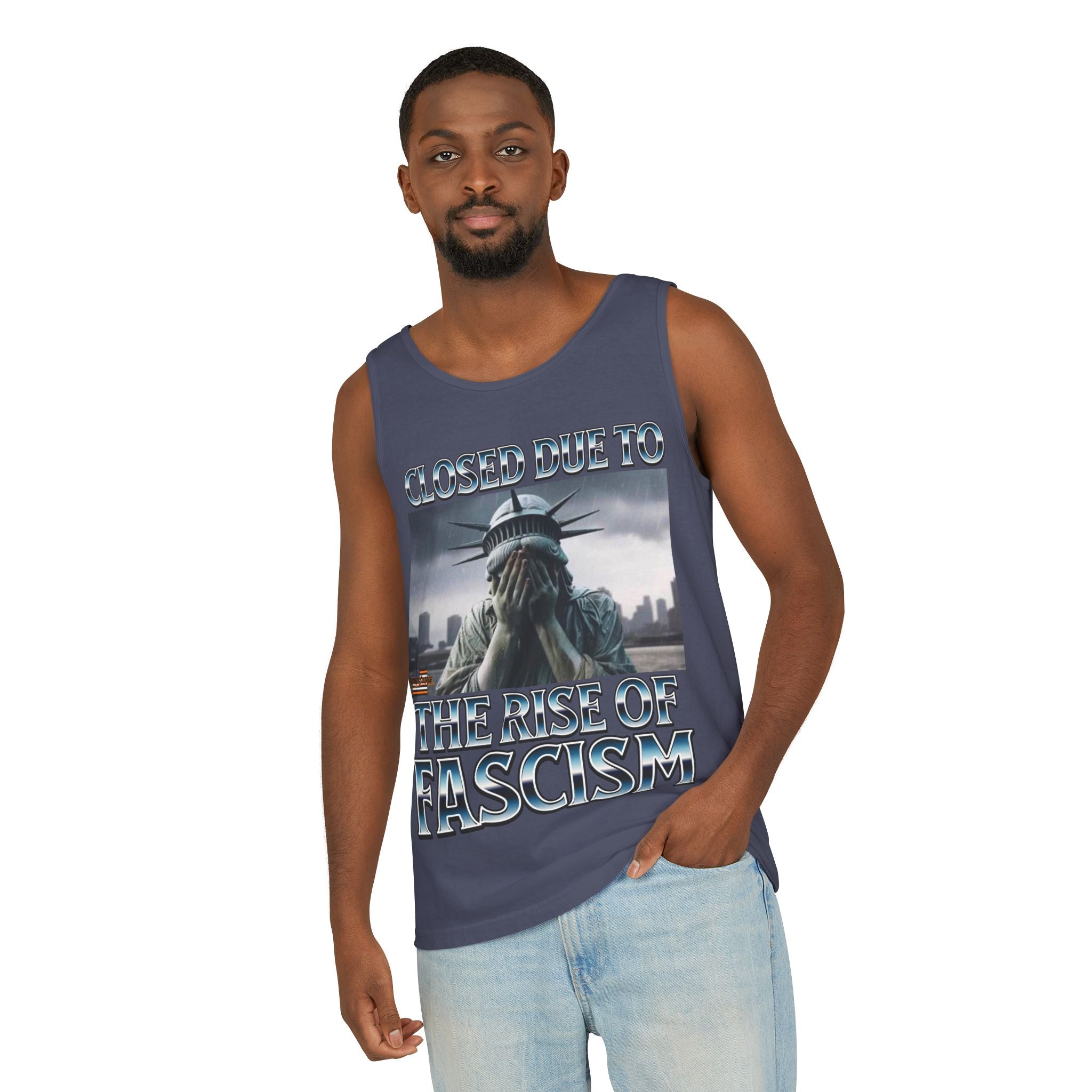 Closed Due to the Rise of Fascism Unisex Cotton Tank Top