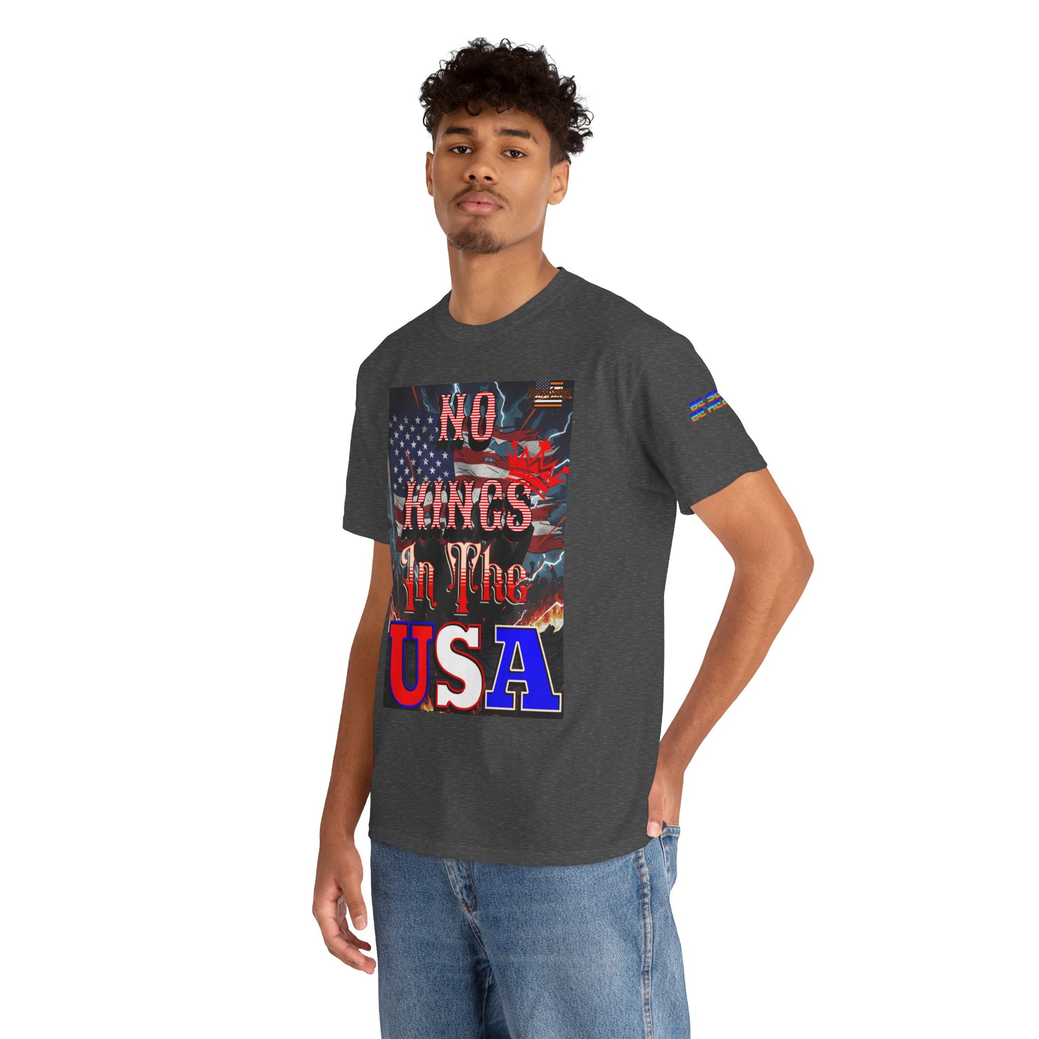 No Kings in the USA Unisex Heavy Cotton Gildan Tee, Casual Wear, Gift for Activists, Comfortable Protest Wear