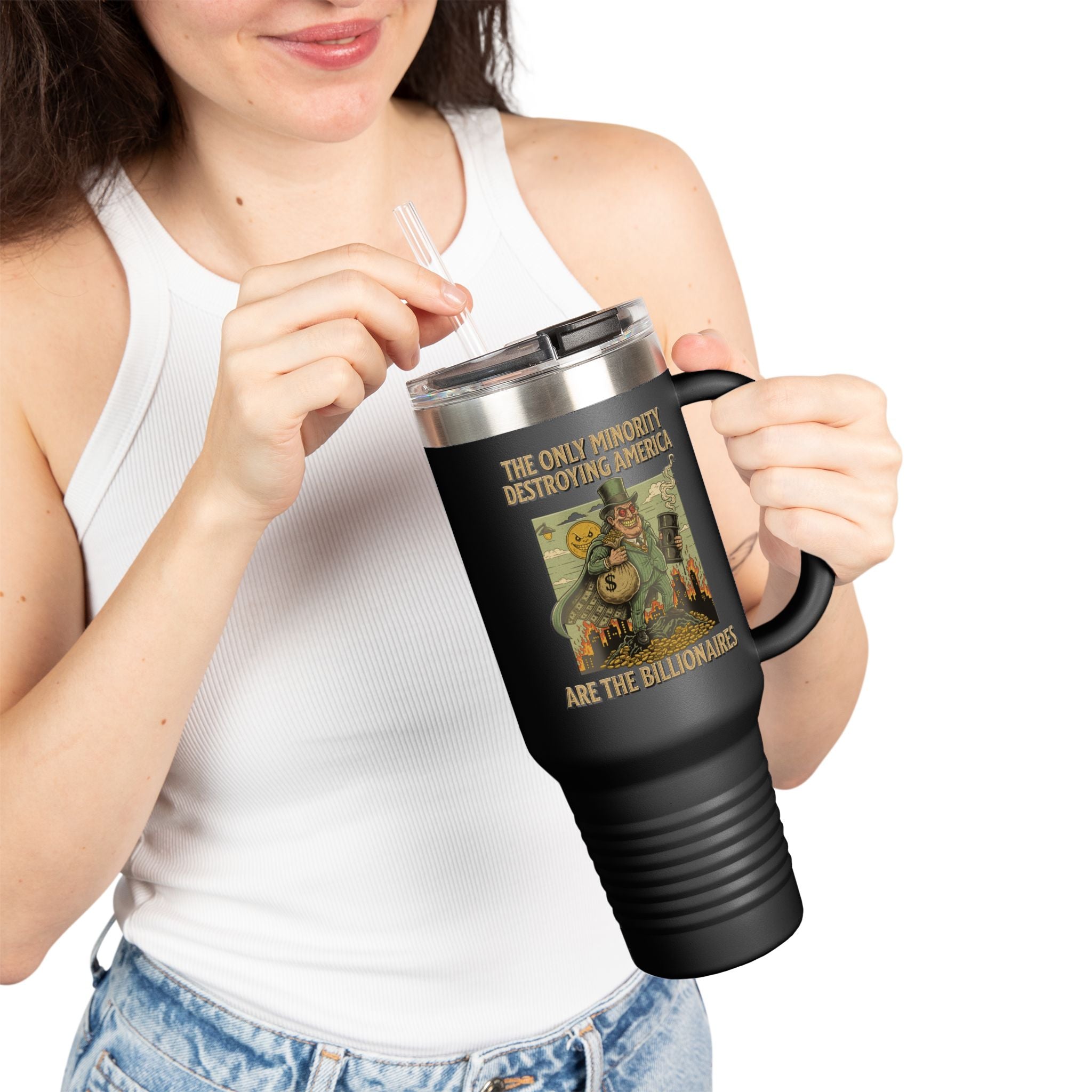 The Only Minority Destroying America Insulated  40 oz. Travel Mug, Perfect for Activists, Protests, Commuters, Gifts, and Daily Use