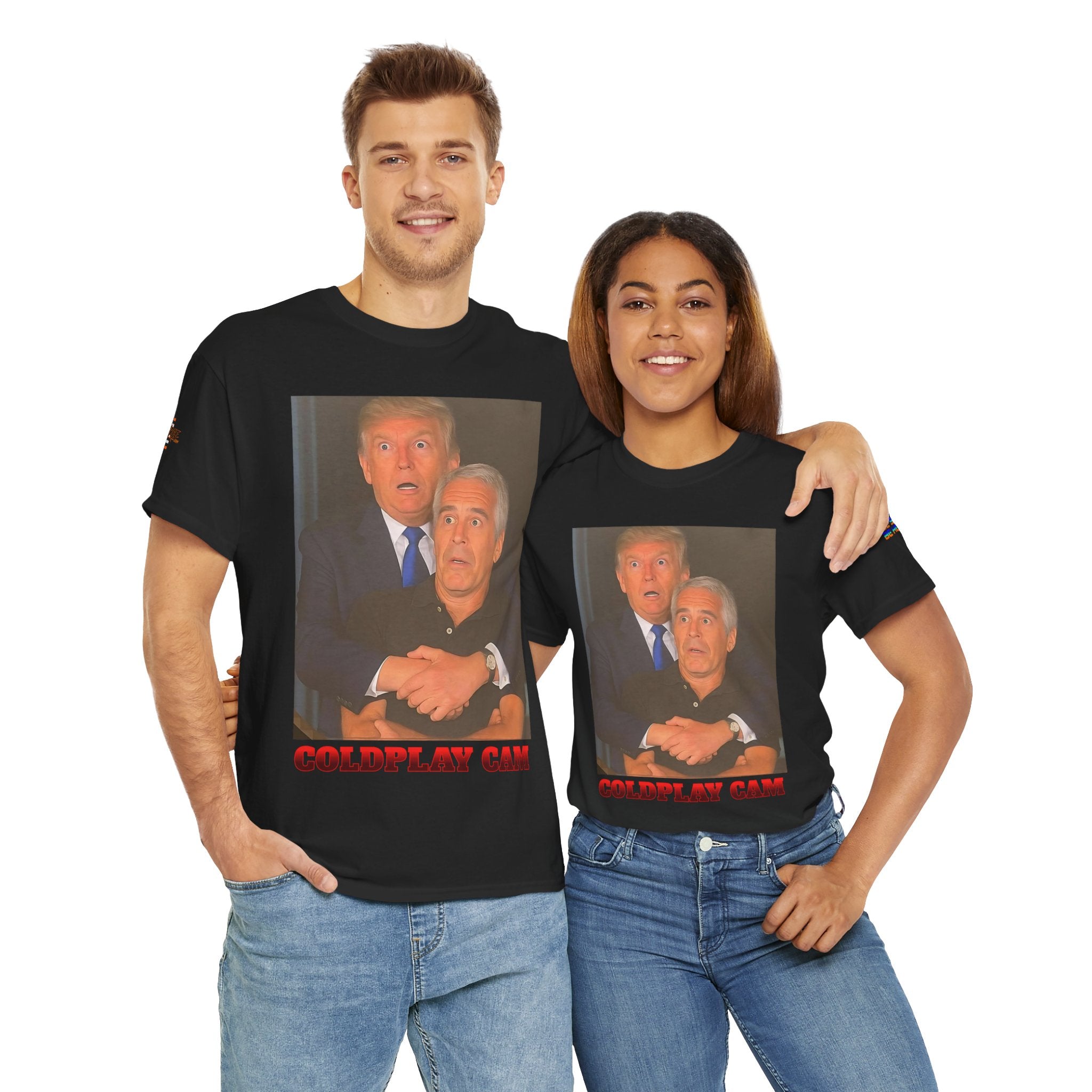 Trump and Epstein Coldplay Cam Unisex Heavy Cotton Gildan Tee