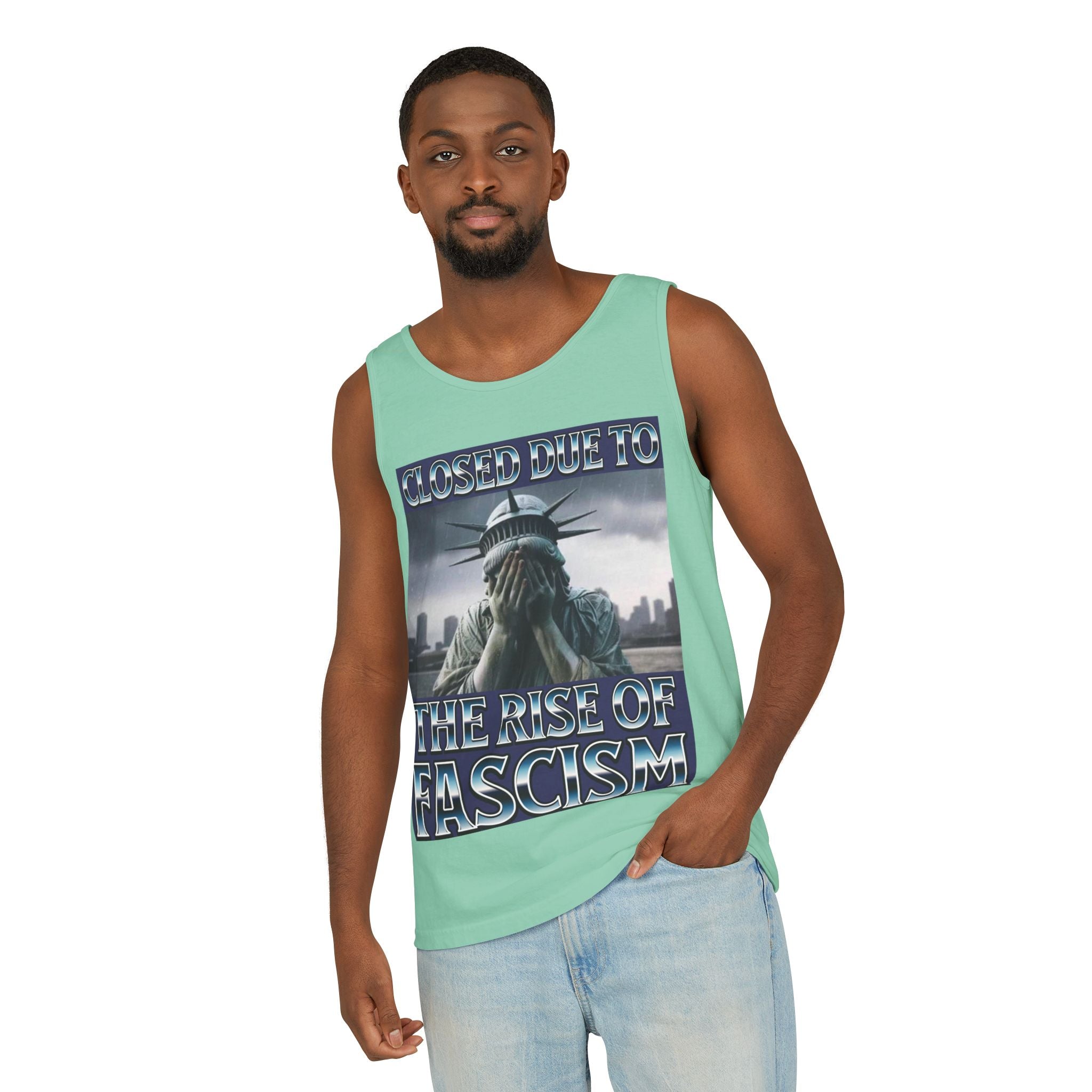 Closed Due to the Rise of Fascism Unisex Cotton Tank Top
