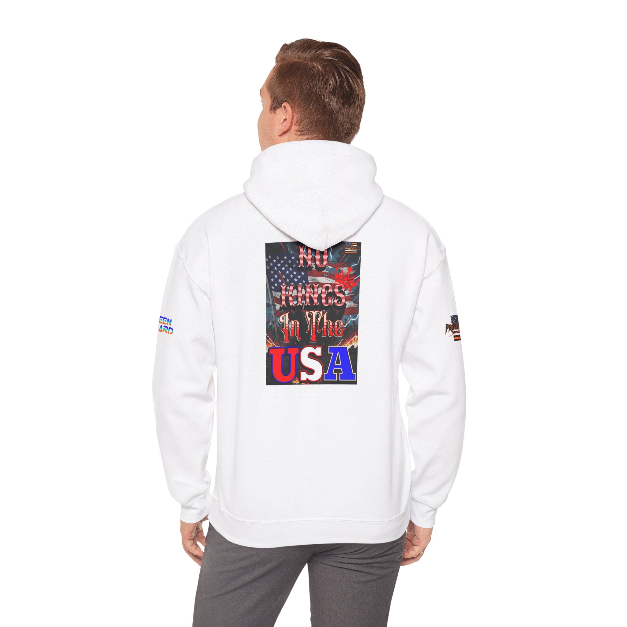 No Kings in the USA Unisex Heavy Blend Gildan Hoodie Sweatshirt, Casual Wear, Gift for Activists, Comfortable Protest Wear