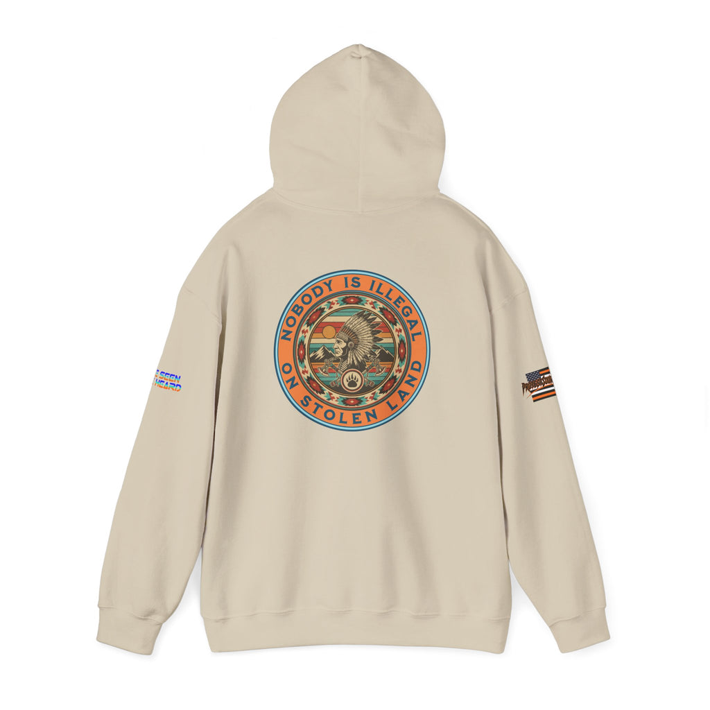 Nobody is Illegal on Stolen Land Unisex Heavy Blend Gildan Hoodie Sweatshirt, Casual Wear, Gift for Activists, Comfortable Protest Wear