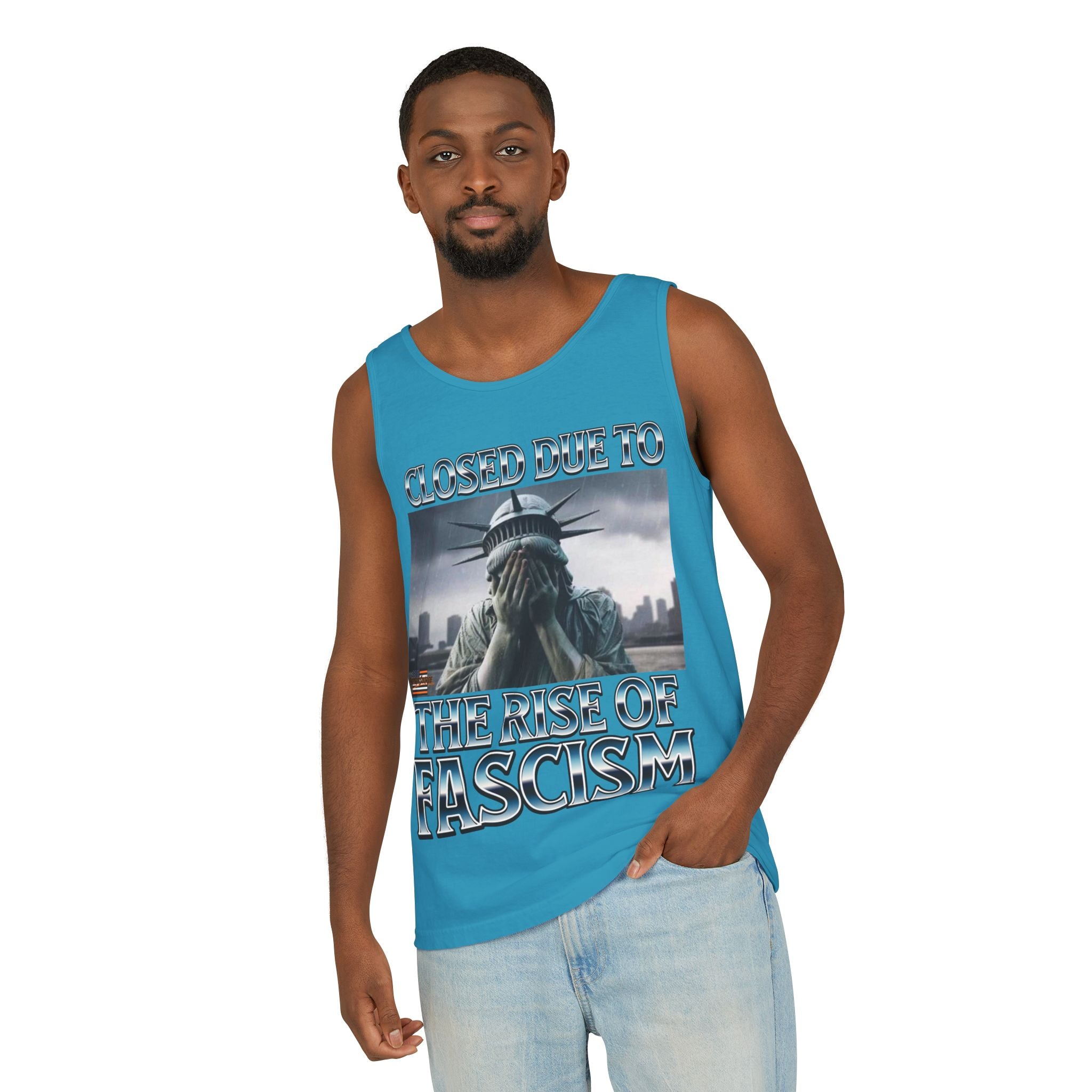 Closed Due to the Rise of Fascism Unisex Cotton Tank Top