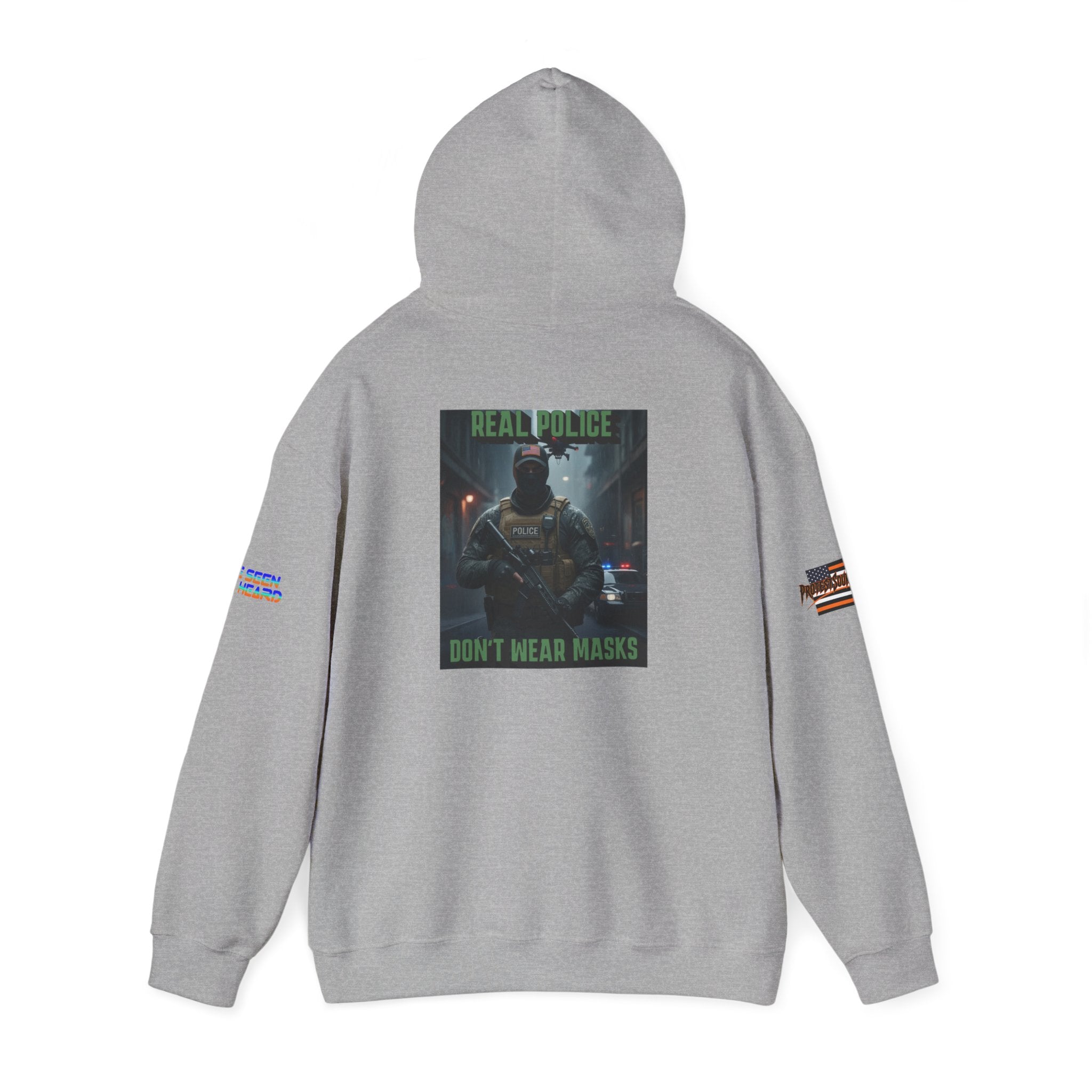 Real Police Don't Wear Masks Unisex Heavy Blend Gildan Hoodie Sweatshirt, Casual Wear, Gift for Activists, Comfortable Protest Wear