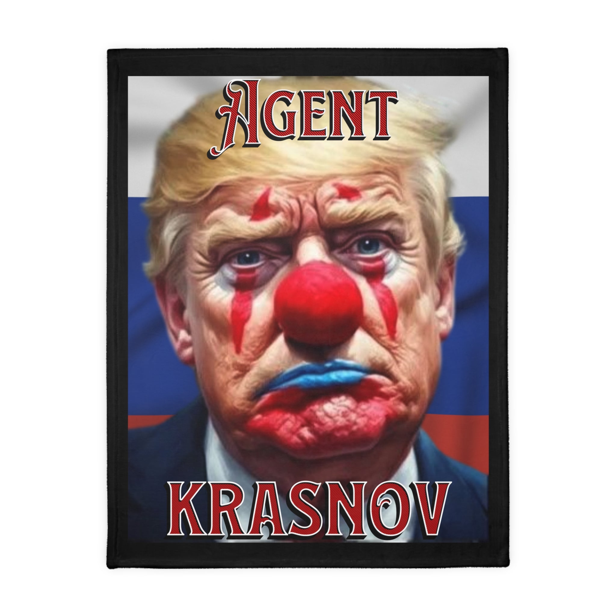 Agent Krasnov Protest-Themed 60" x 80" Velveteen Microfiber Blanket, Cozy, Soft Warmth for Activists, Great for Rallies, Home Decor, Gifting