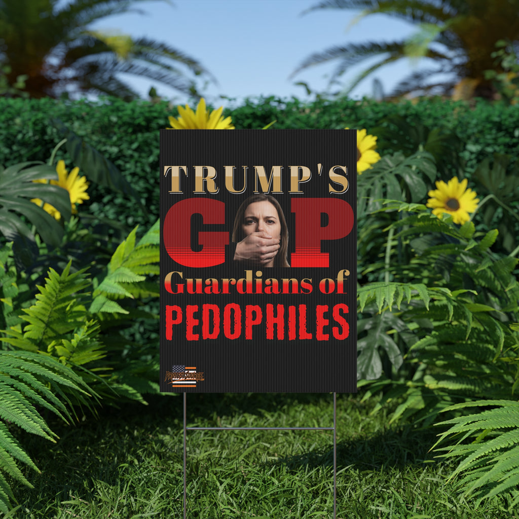 Guardians Of Pedophiles 18"X24" Plastic Protest Yard Sign w/Wire Stand
