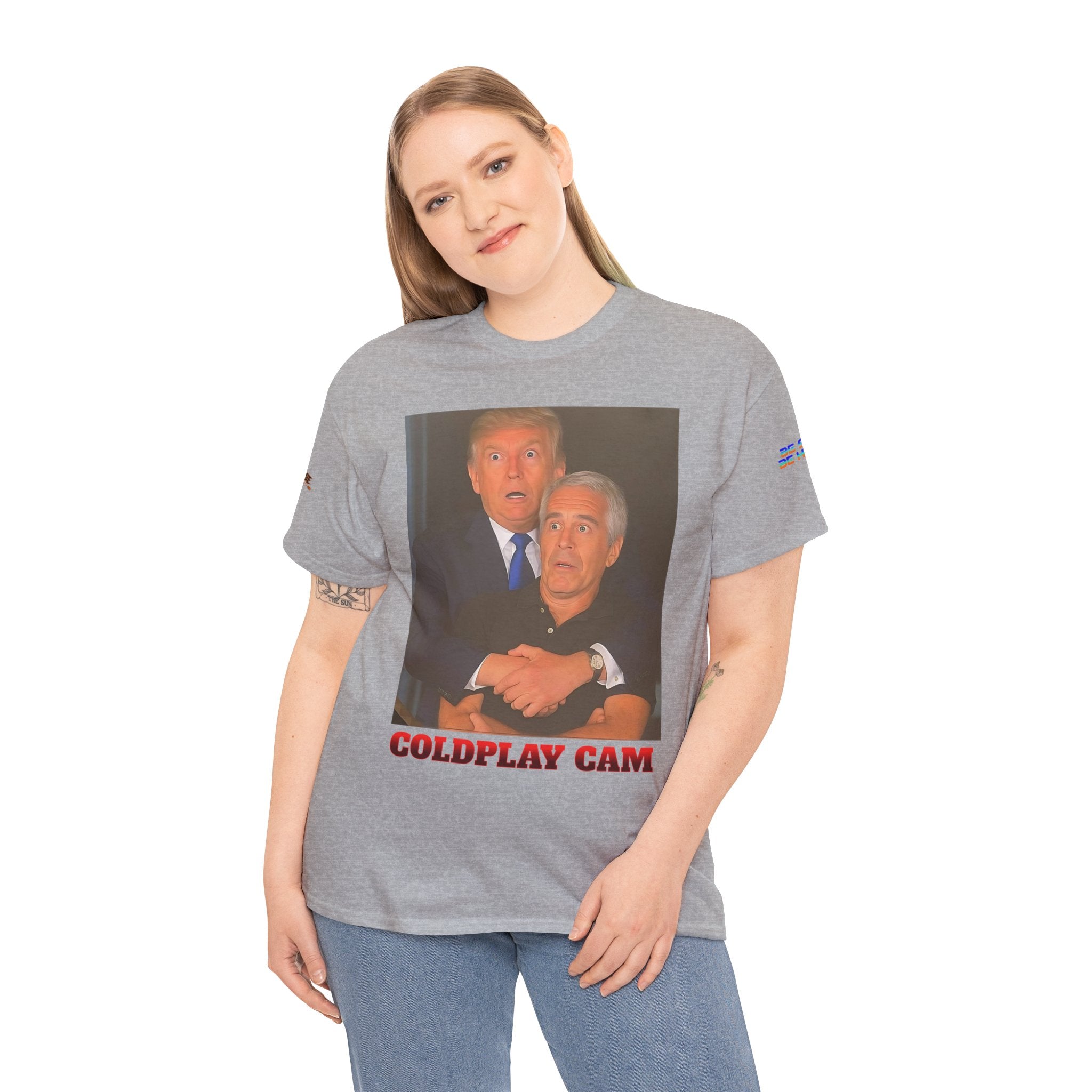 Trump and Epstein Coldplay Cam Unisex Heavy Cotton Gildan Tee