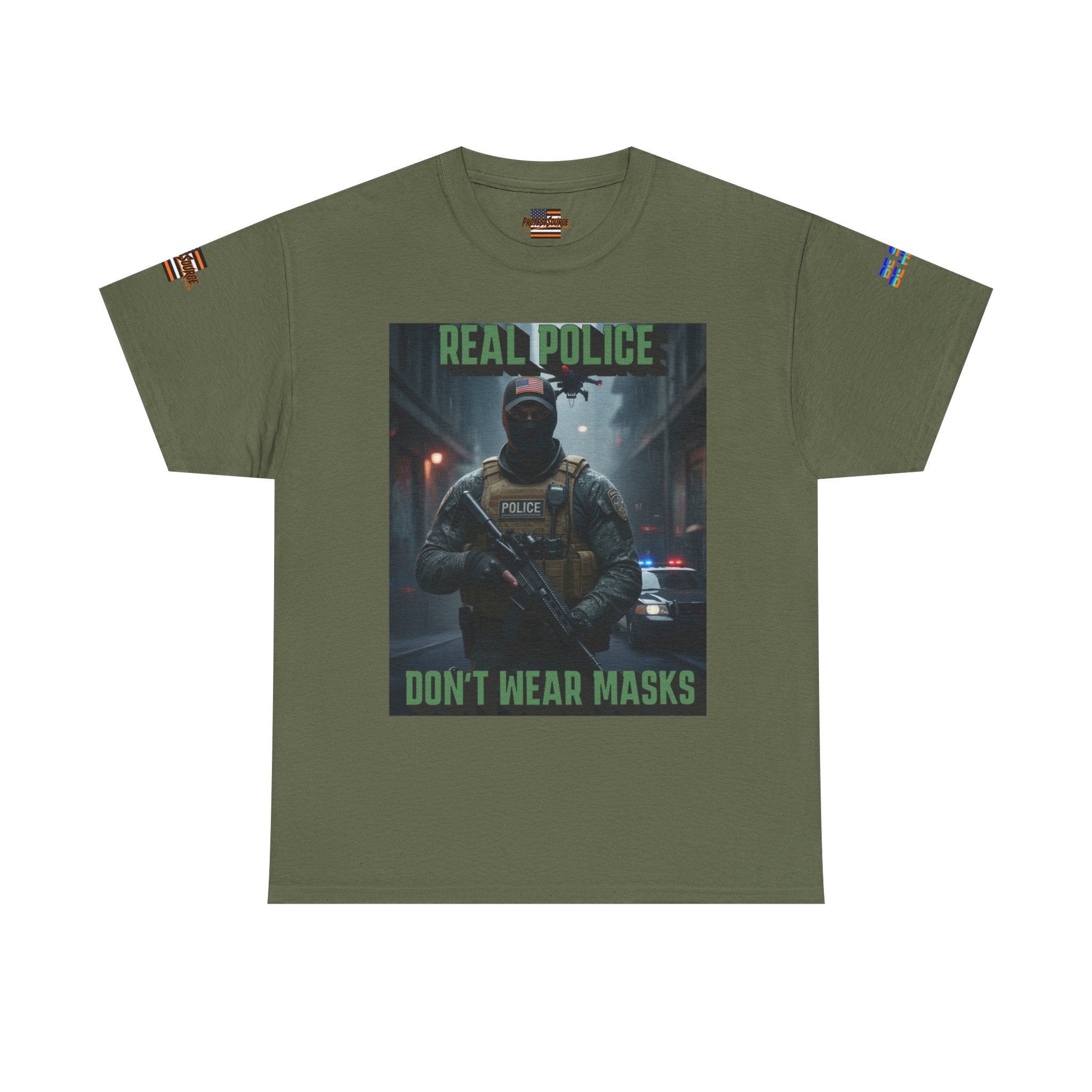 Real Police Don't Wear Masks Unisex Heavy Cotton Gildan Tee, Casual Wear, Gift for Activists, Comfortable Protest Wear