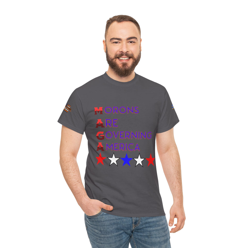 Morons Are Governing America Unisex Heavy Cotton Gildan Tee, Casual Wear, Gift for Activists, Comfortable Protest Wear