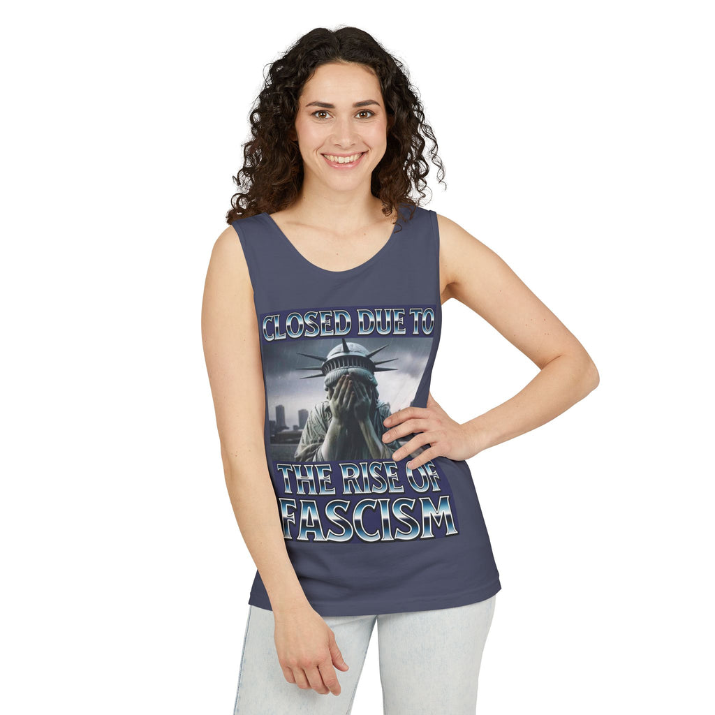Closed Due to the Rise of Fascism Unisex Cotton Tank Top